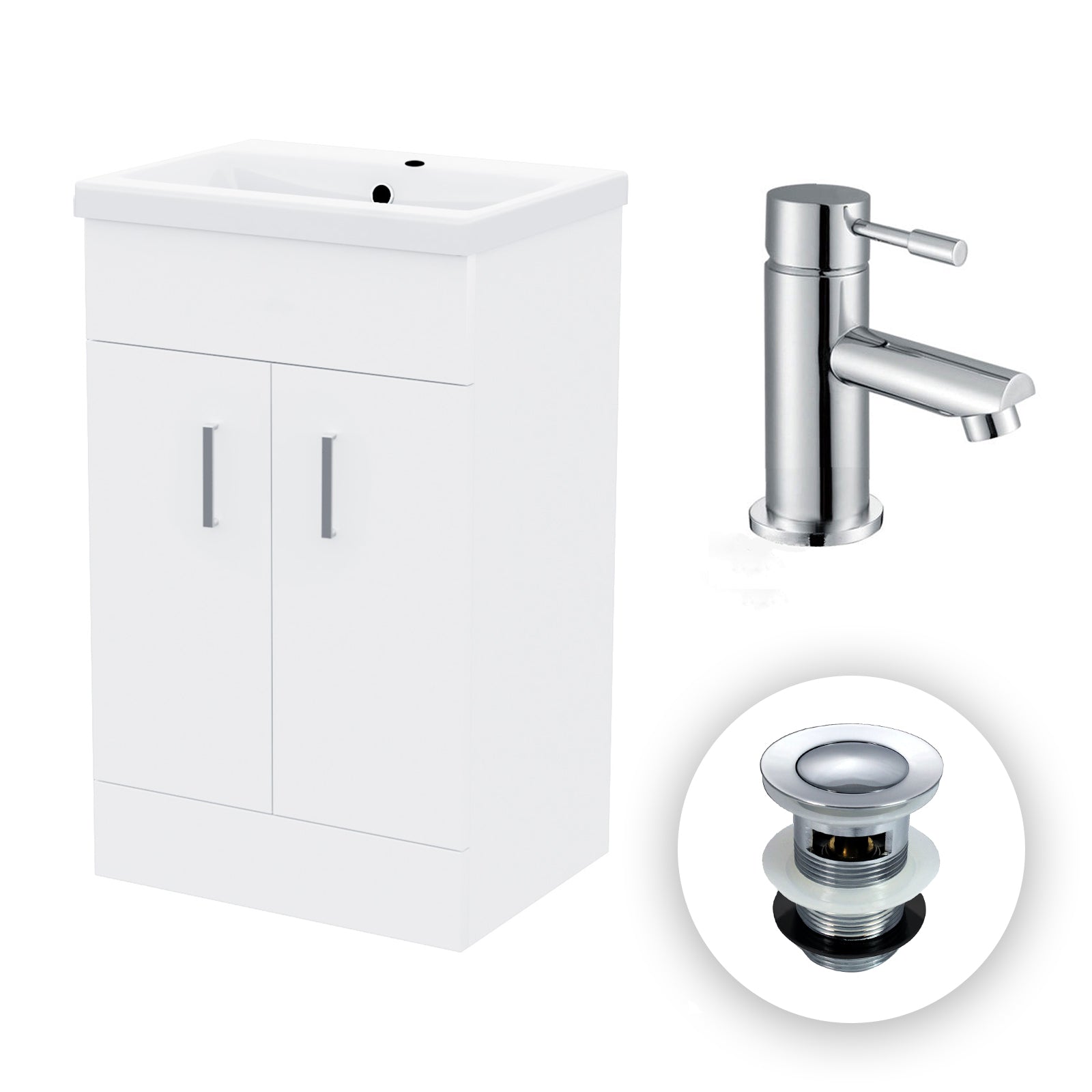 Nanuya 500mm Freestanding Basin Vanity Ceramic Basin Sink and Tap