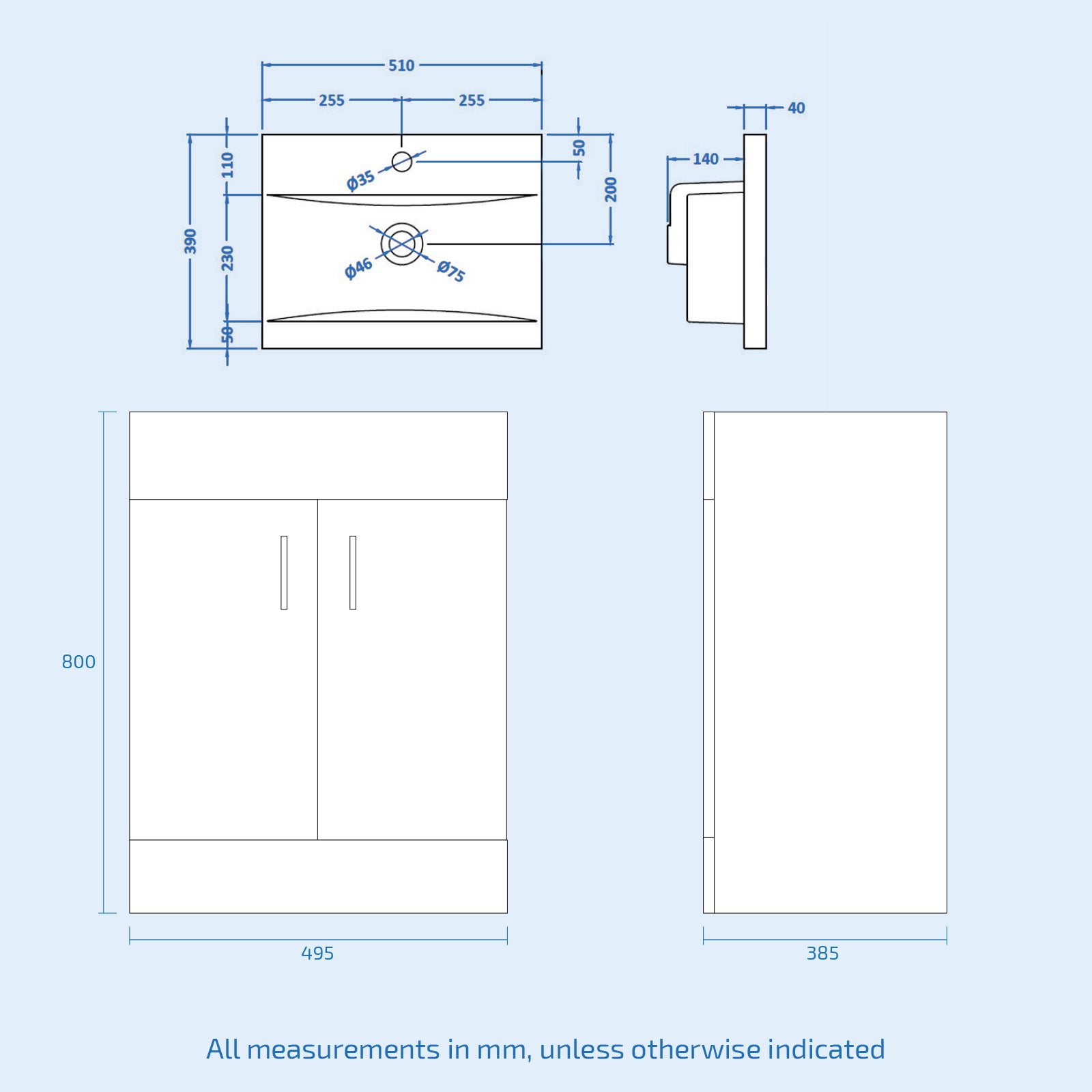 Nanuya 500mm Dark Grey Basin Vanity & Rimless White Close Coupled Toilet