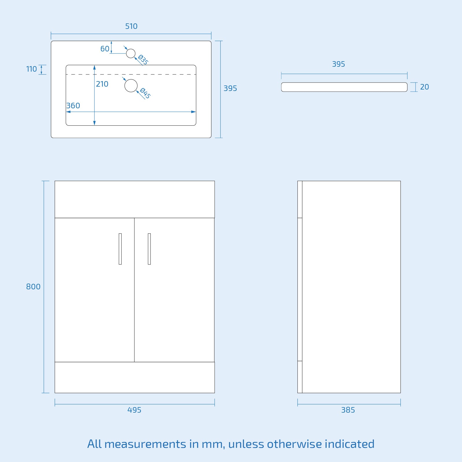 Nanuya 1000mm Gloss White Vanity Slim Basin Cabinet, WC Unit & Rimless Toilet