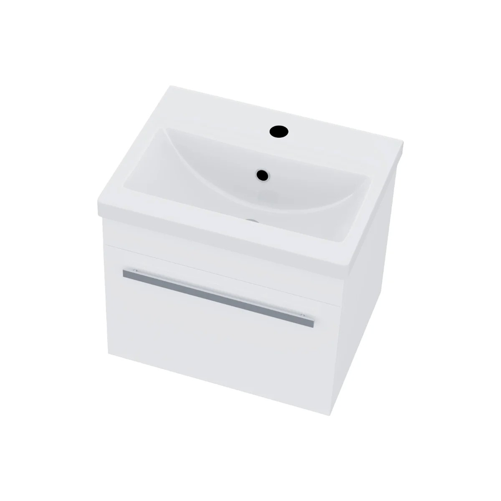 Nanuya Cloakroom 500mm White Wall Hung 1 Drawer Vanity Basin Unit & Close Coupled Toilet with Soft Close Seat