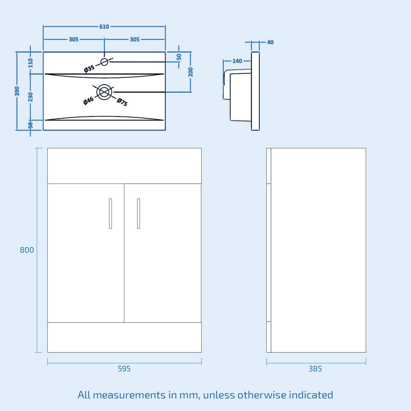 Nanuya 600mm Grey Basin Vanity & Rimless Square Close Coupled Toilet