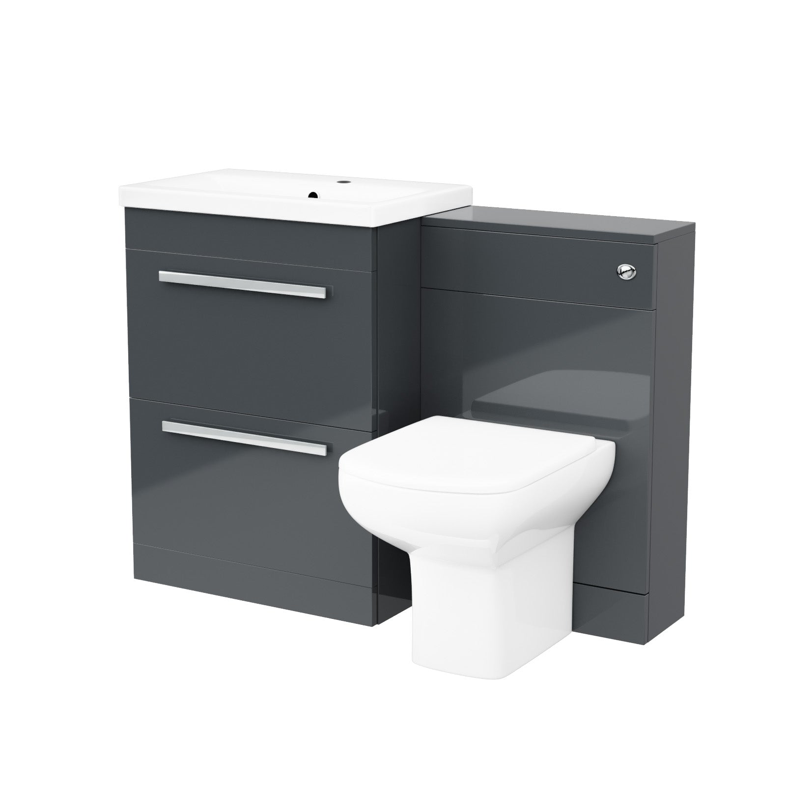 Nanuya 1100mm Dark Grey Basin Vanity With WC Unit & Rimless Soft Close Toilet