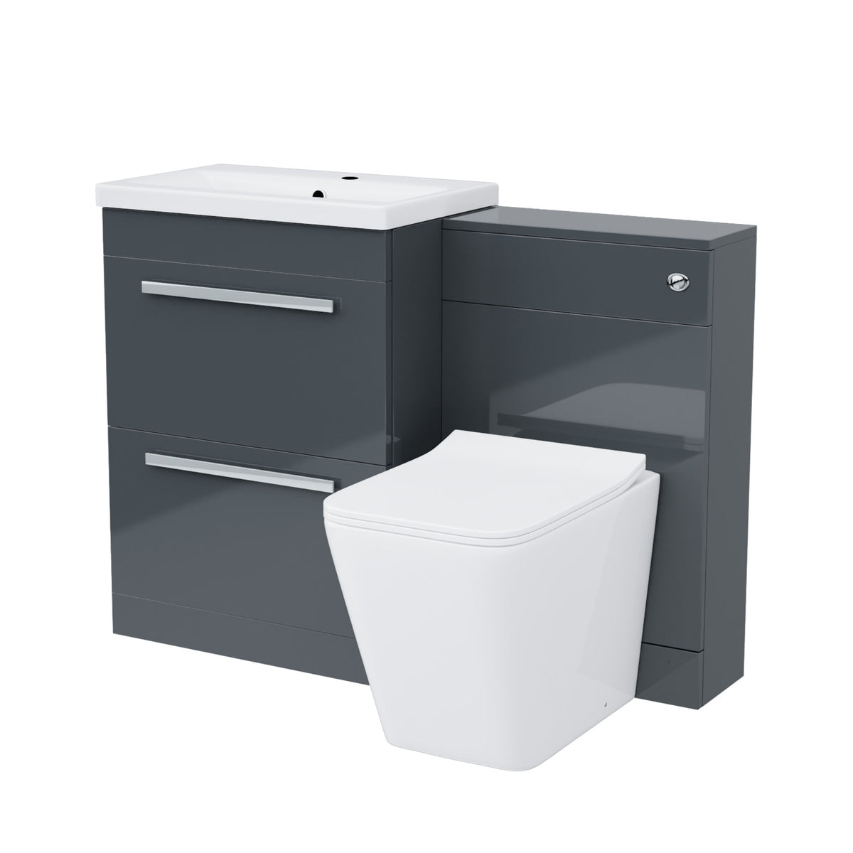 Anthracite 1100mm Freestanding Drawers Vanity With WC Unit & BTW Toilet Pan