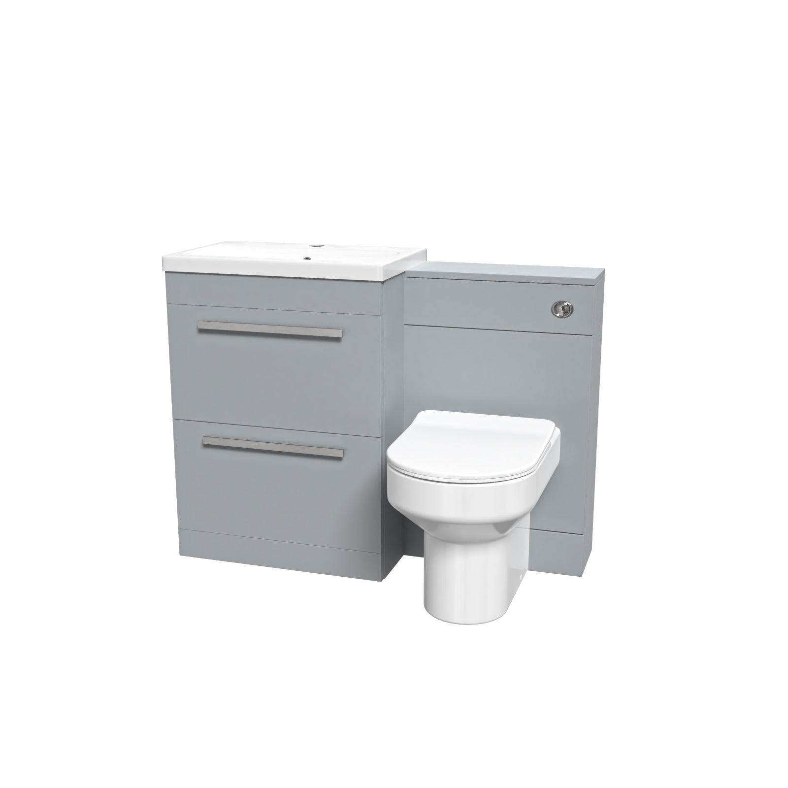 Nanuya 1100mm Matte Grey Drawers Basin Vanity, WC Unit, Back To Wall Toilet