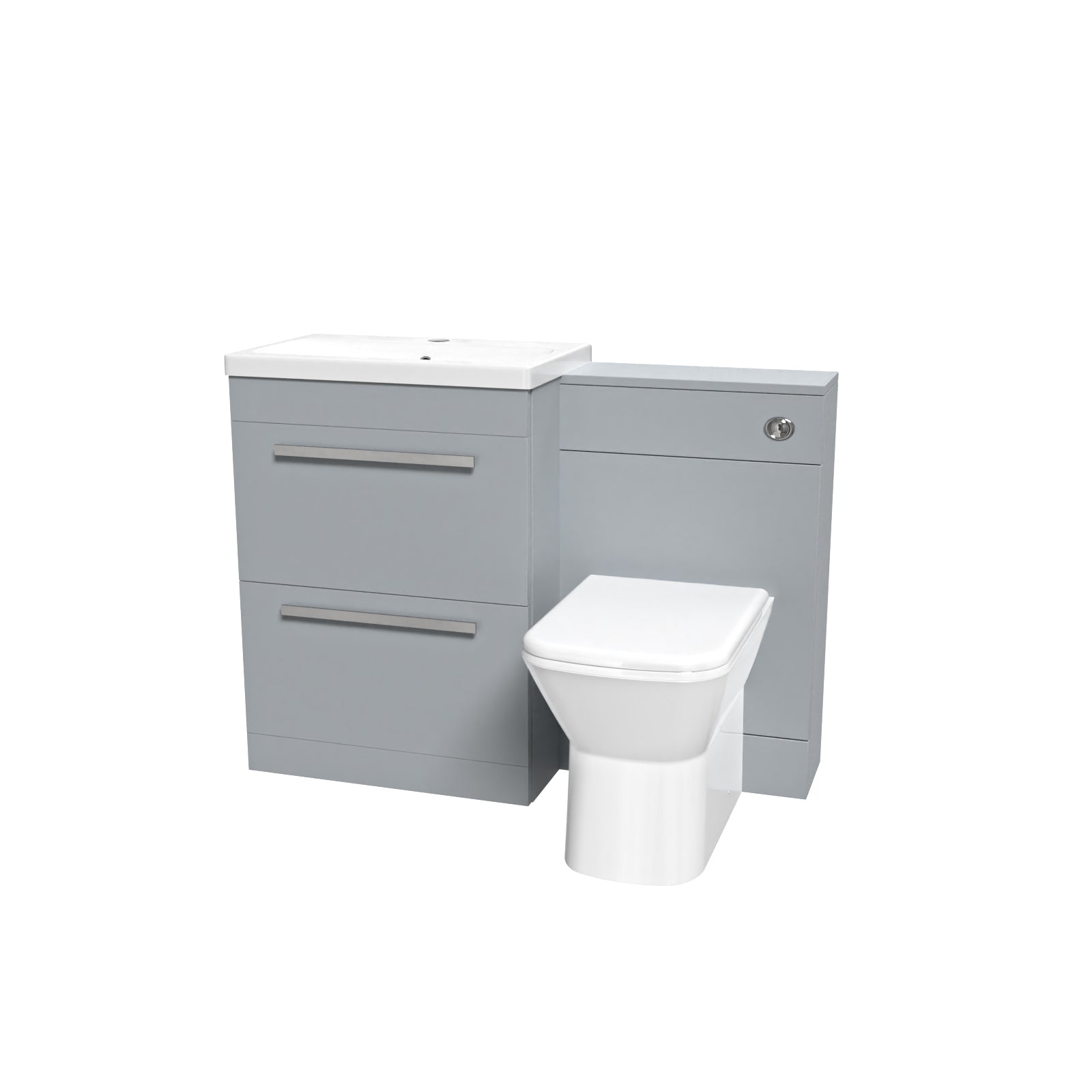 Nanuya 1100mm Matte Grey Basin Vanity Cabinet, WC Unit, Rimless BTW Toilet