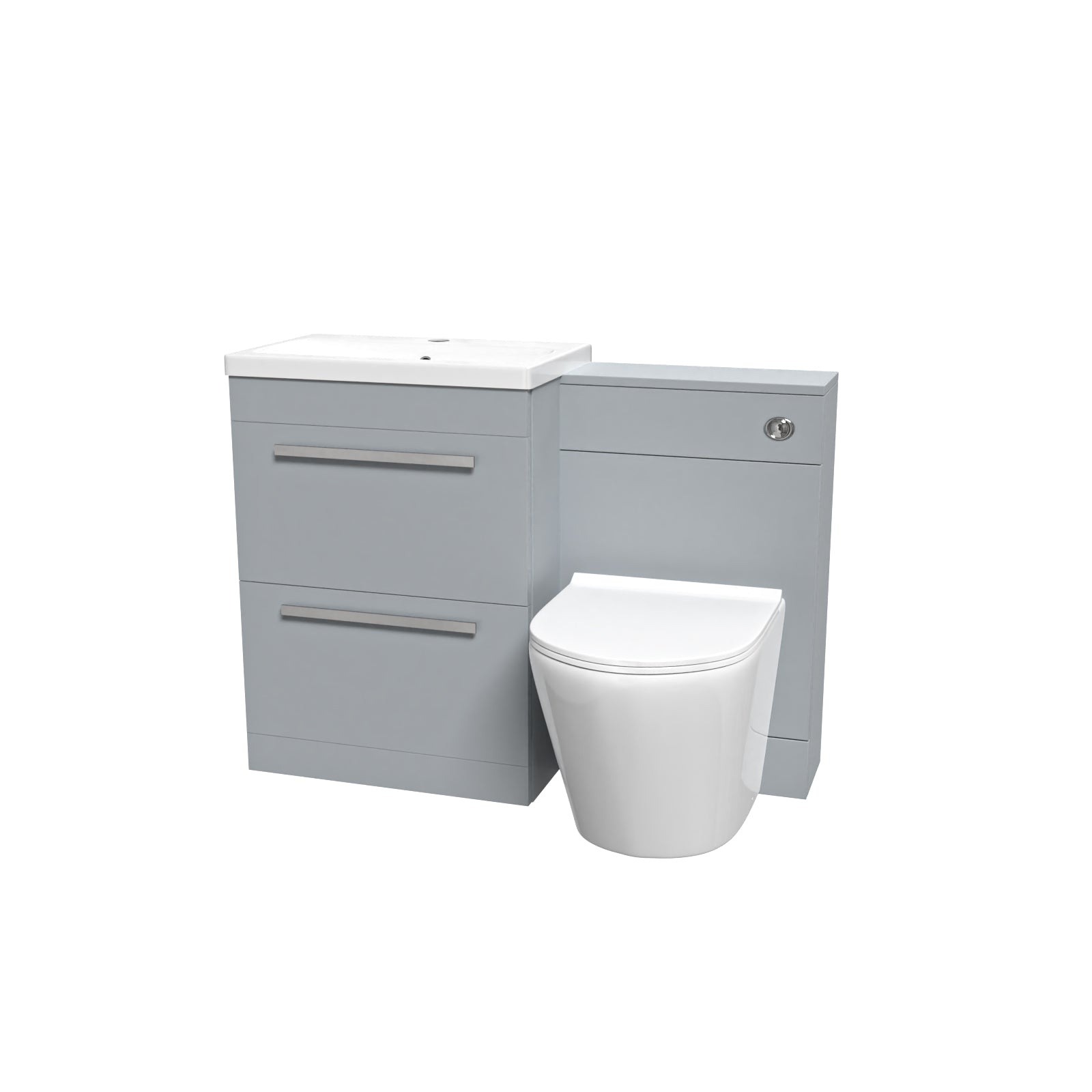 Nanuya 1100mm Matte Grey Basin Vanity Cabinet, WC Unit & Back To Wall Toilet