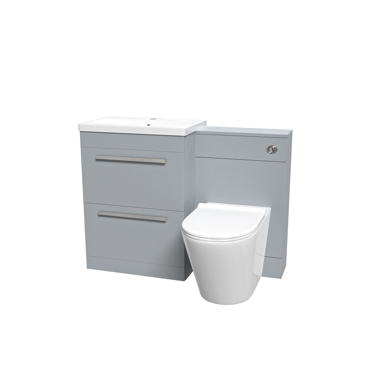 Nanuya 600mm Matte Grey Vanity Unit with 2 Drawers and Back To Wall Toilet