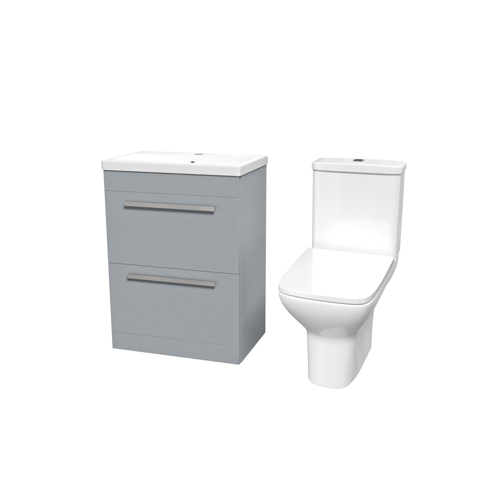 Nanuya 600mm Matte Grey Drawers Basin Vanity & Rimless Close Coupled Toilet