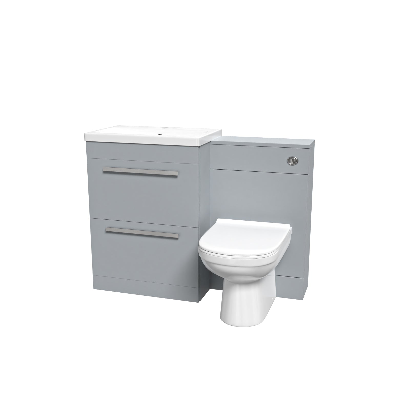 Matte Grey 1100mm Floorstanding 2 Drawer Vanity WC Unit & BTW Toilet