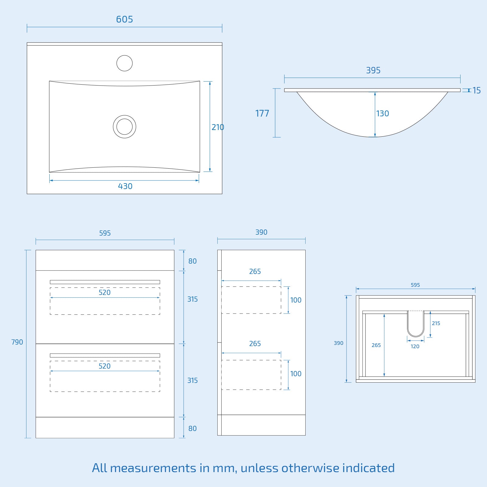 Nanuya 600mm Matte Grey Slim Basin 2 Drawers Vanity Cabinet & WC Toilet Pan