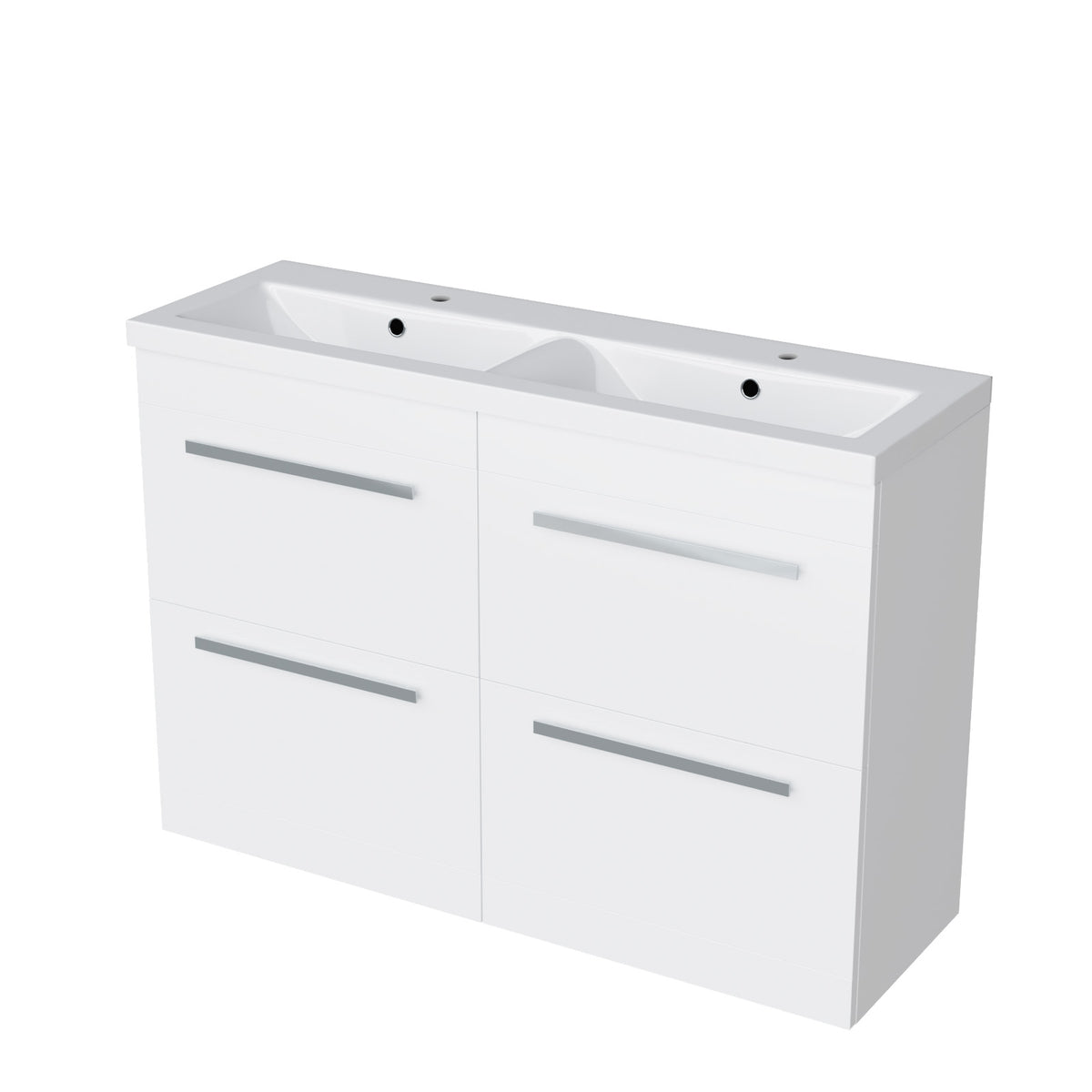 Set of 2 Freestanding 600mm Drawers Cabinet with Ceramic Mid Edge Twin Basin