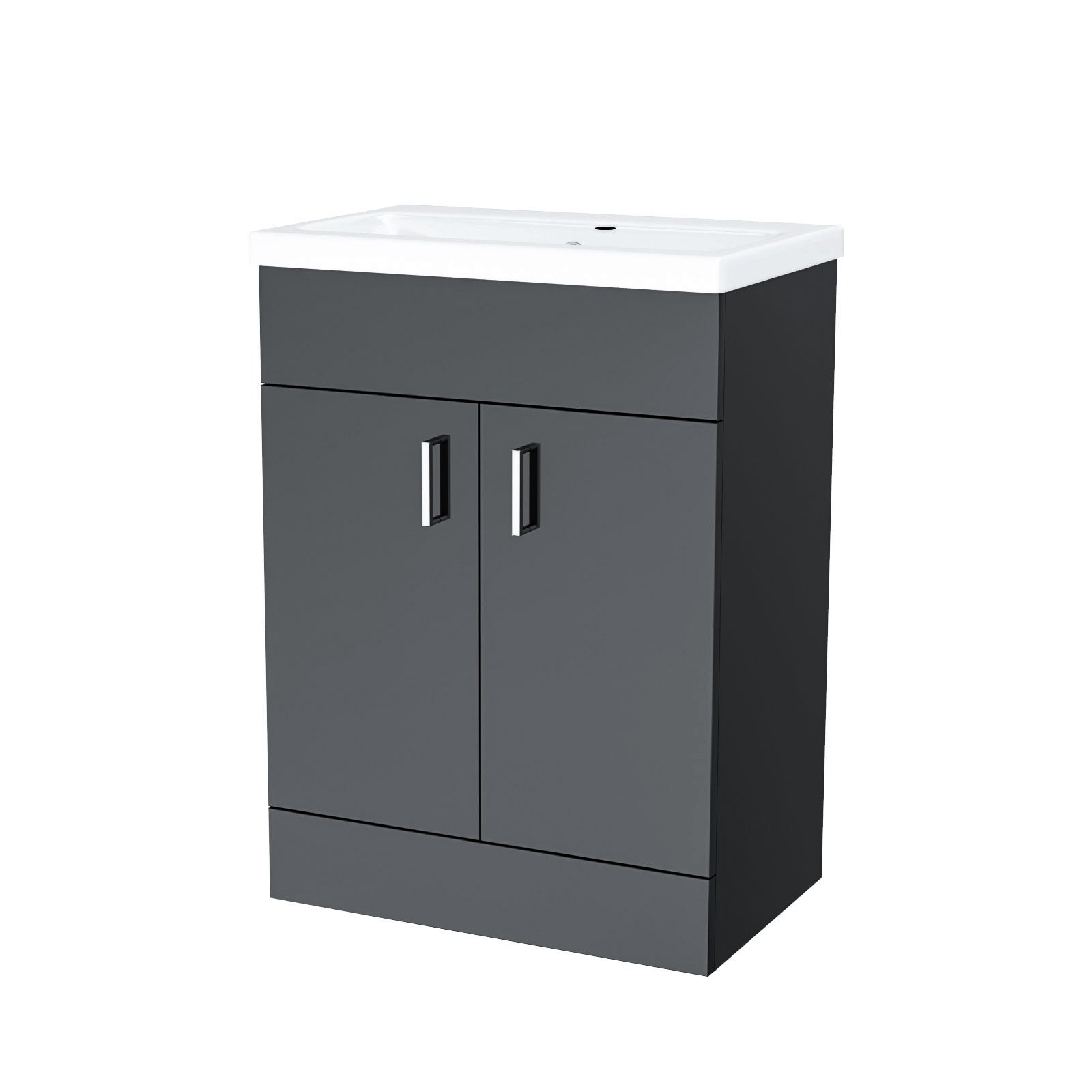 Hasbury 600mm Floorstanding Basin Vanity Unit Cabinet Bathroom Anthracite