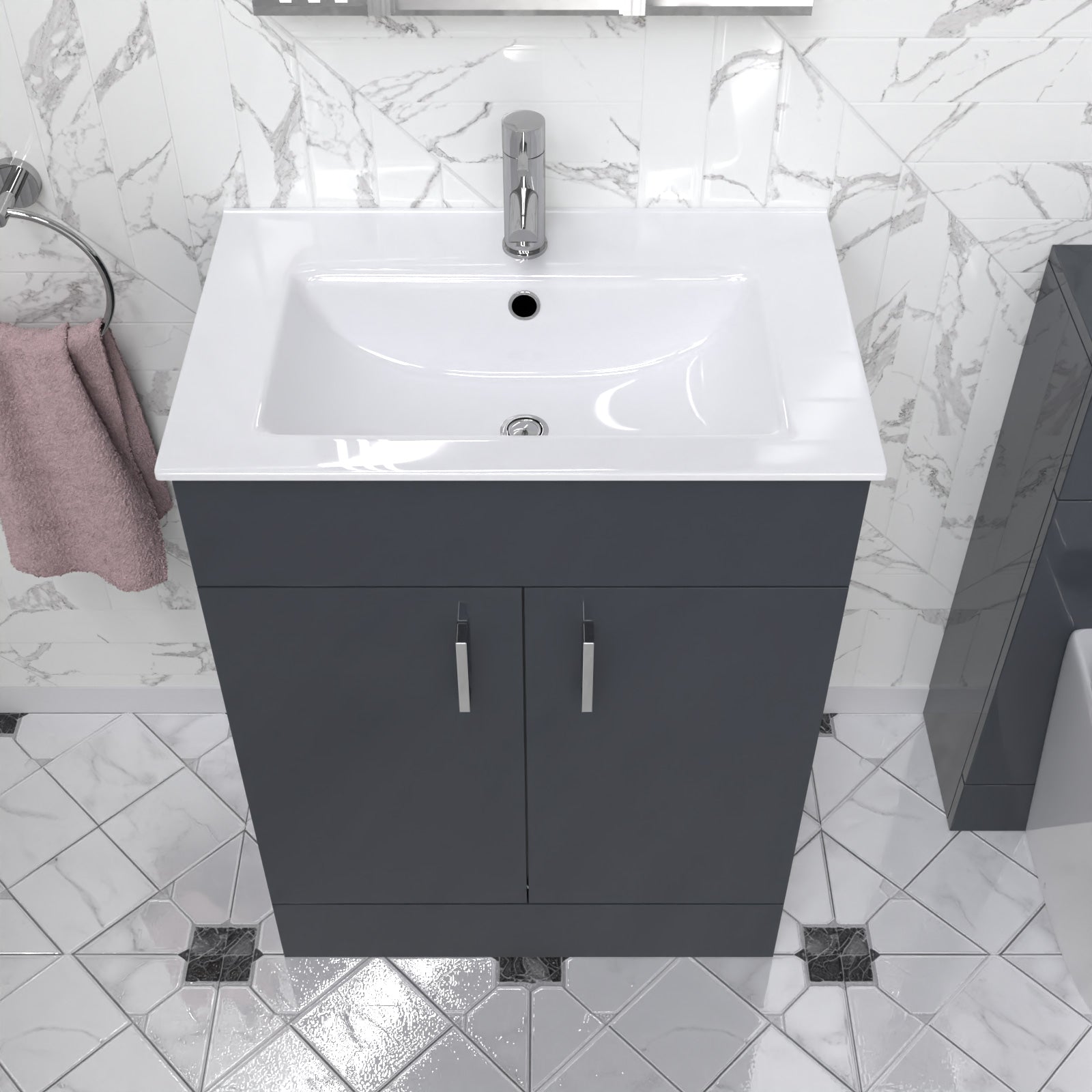 Nanuya 600 mm Anthracite Ultra Slim Basin Vanity Unit