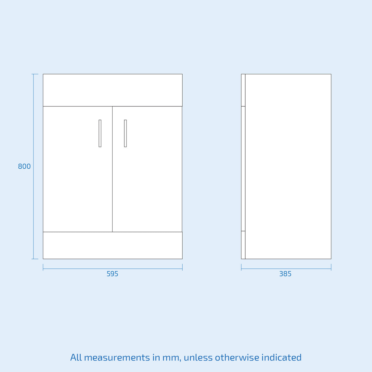 Set of 2 Floorstanding 600mm Vanity & Ceramic Mid Edge Twin Basin - Anthracite