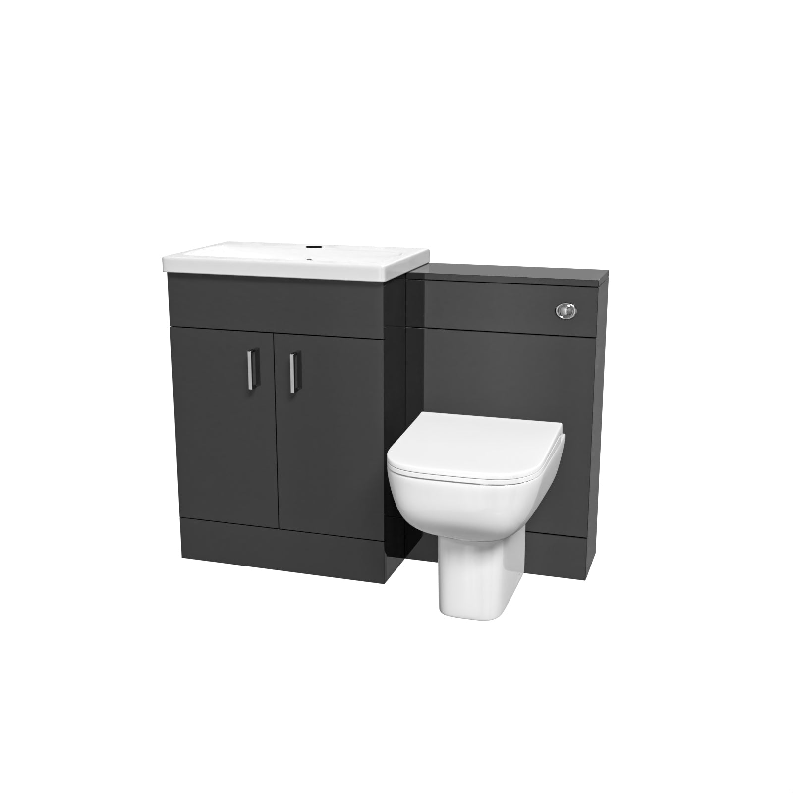 Nanuya Dark Grey 1100mm Freestanding Basin WC Vanity & BTW Toilet Flat Pack
