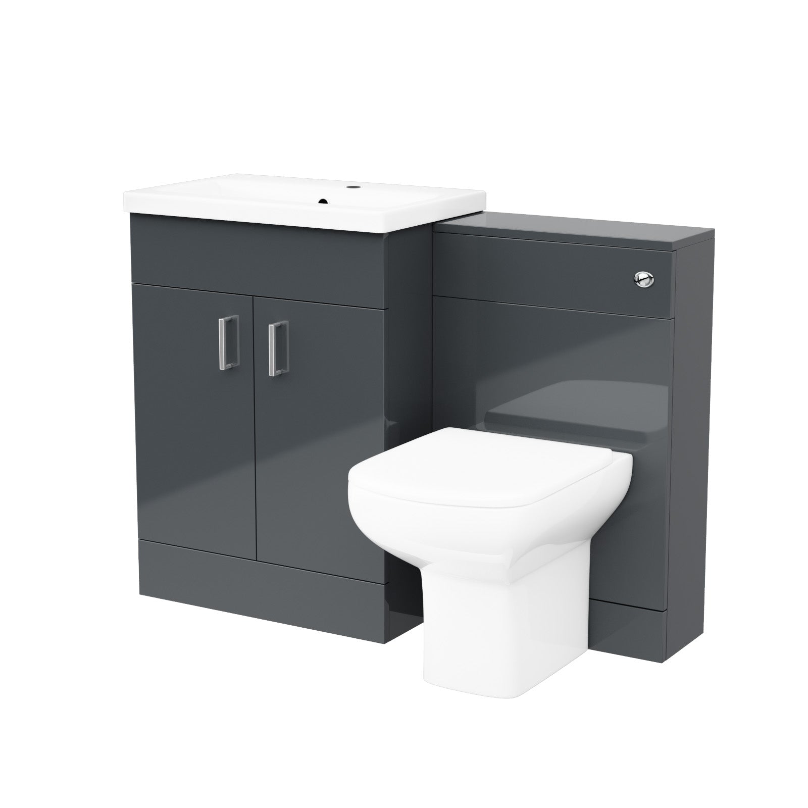 Nanuya 1100mm Dark Grey Freestanding Vanity, WC Unit & Rimless BTW Toilet