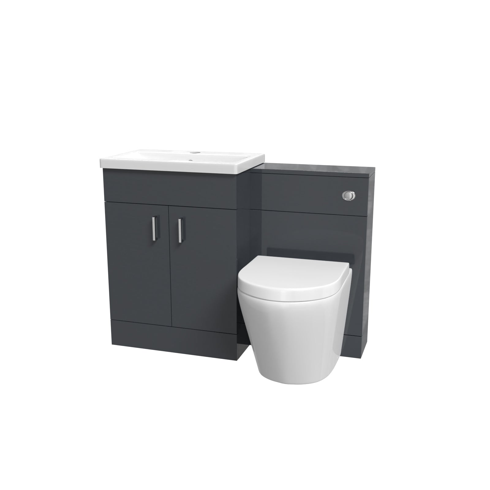 Nanuya 1100mm Dark Grey Basin Vanity Unit & Rimless Back To Wall Toilet