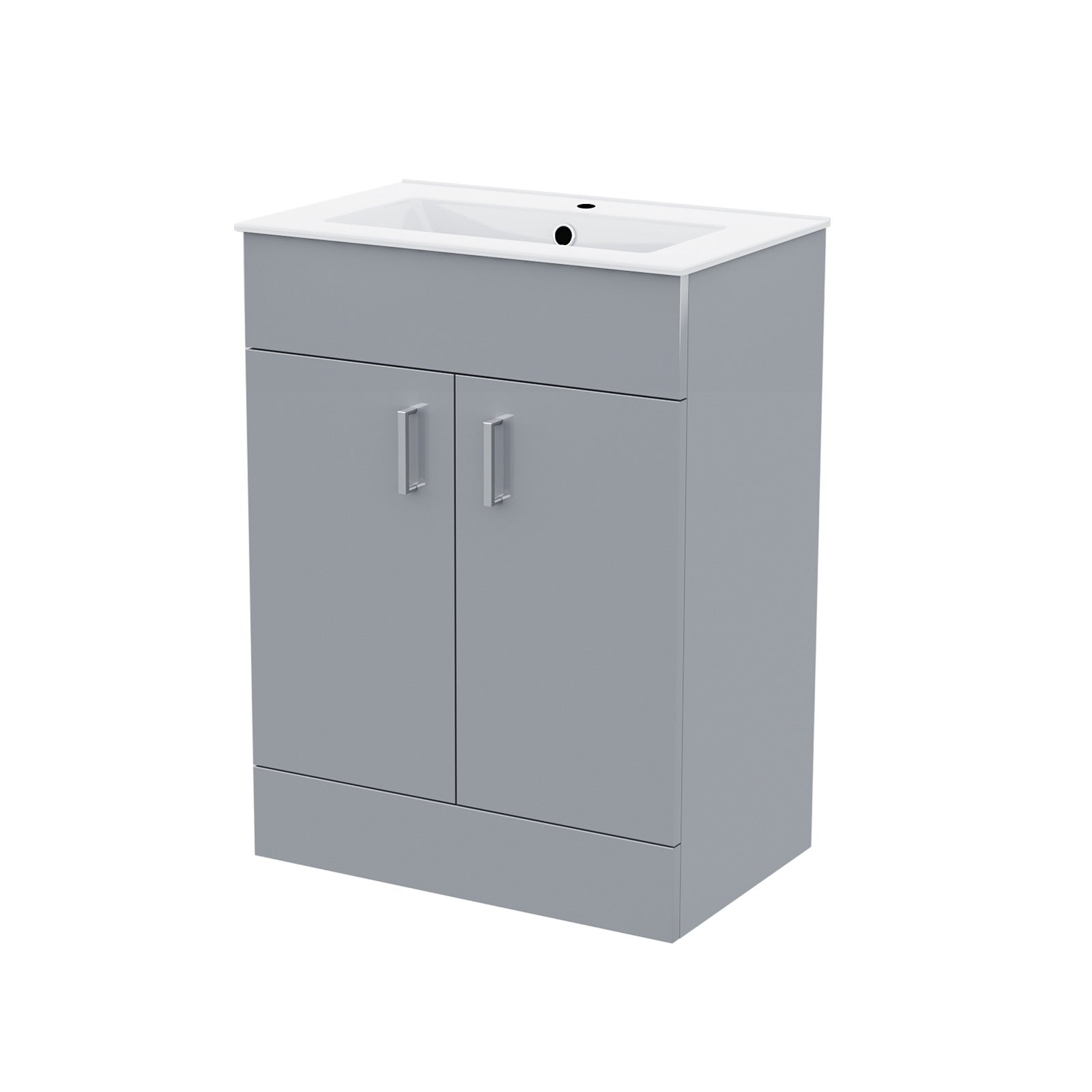 Nanuya 600mm Grey Floorstanding Vanity Unit & Slim White Basin Flat Pack