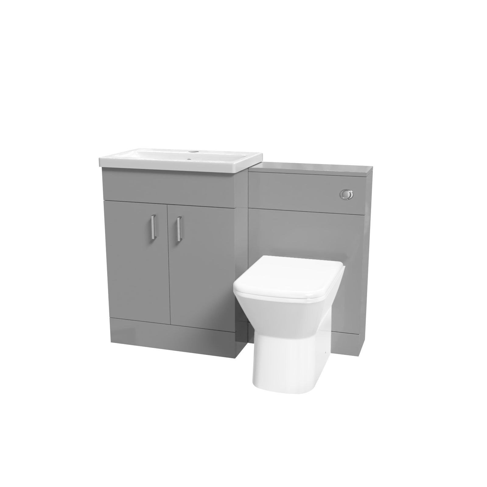 Nanuya 1100mm Freestanding Grey Basin Vanity Unit & Back To Wall Toilet