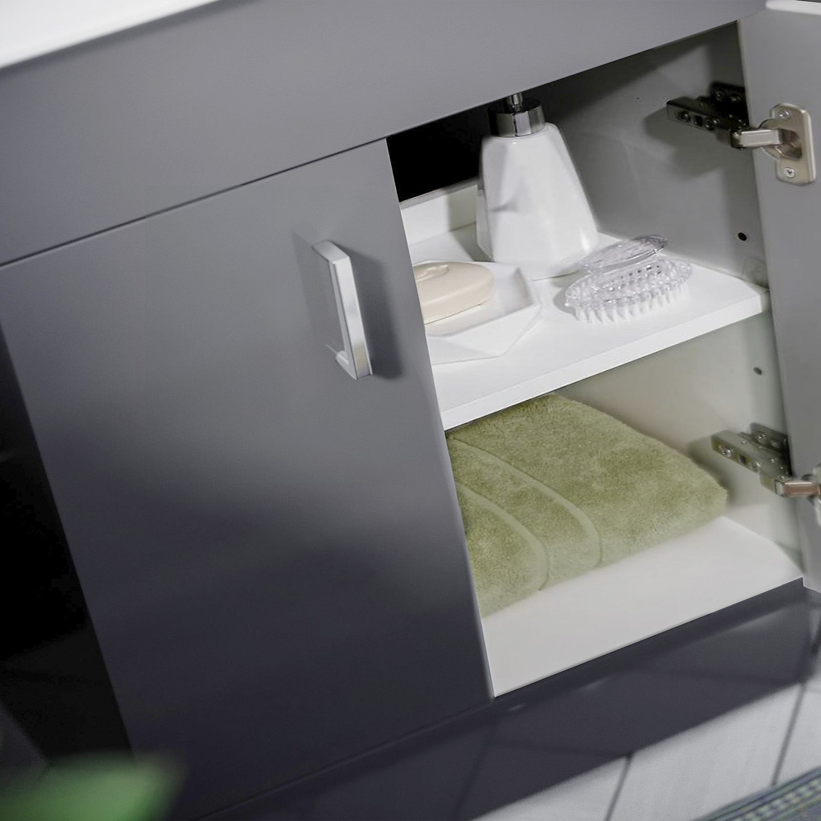 Nanuya Grey 1100mm Basin Doors Vanity, WC Unit & Rimless BTW Toilet