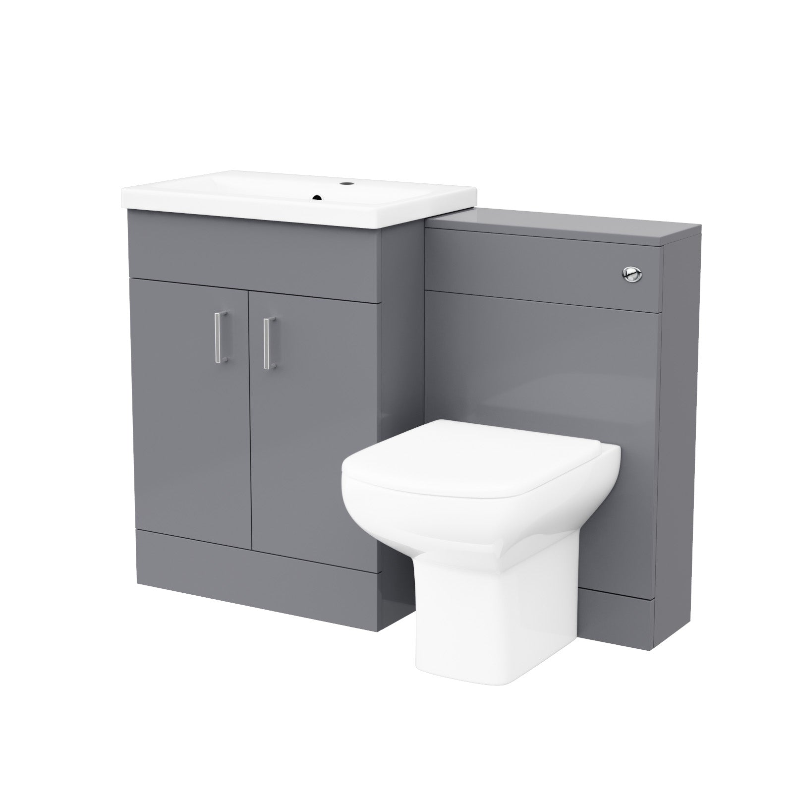 Nanuya Grey 1100mm Basin Doors Vanity, WC Unit & Rimless BTW Toilet