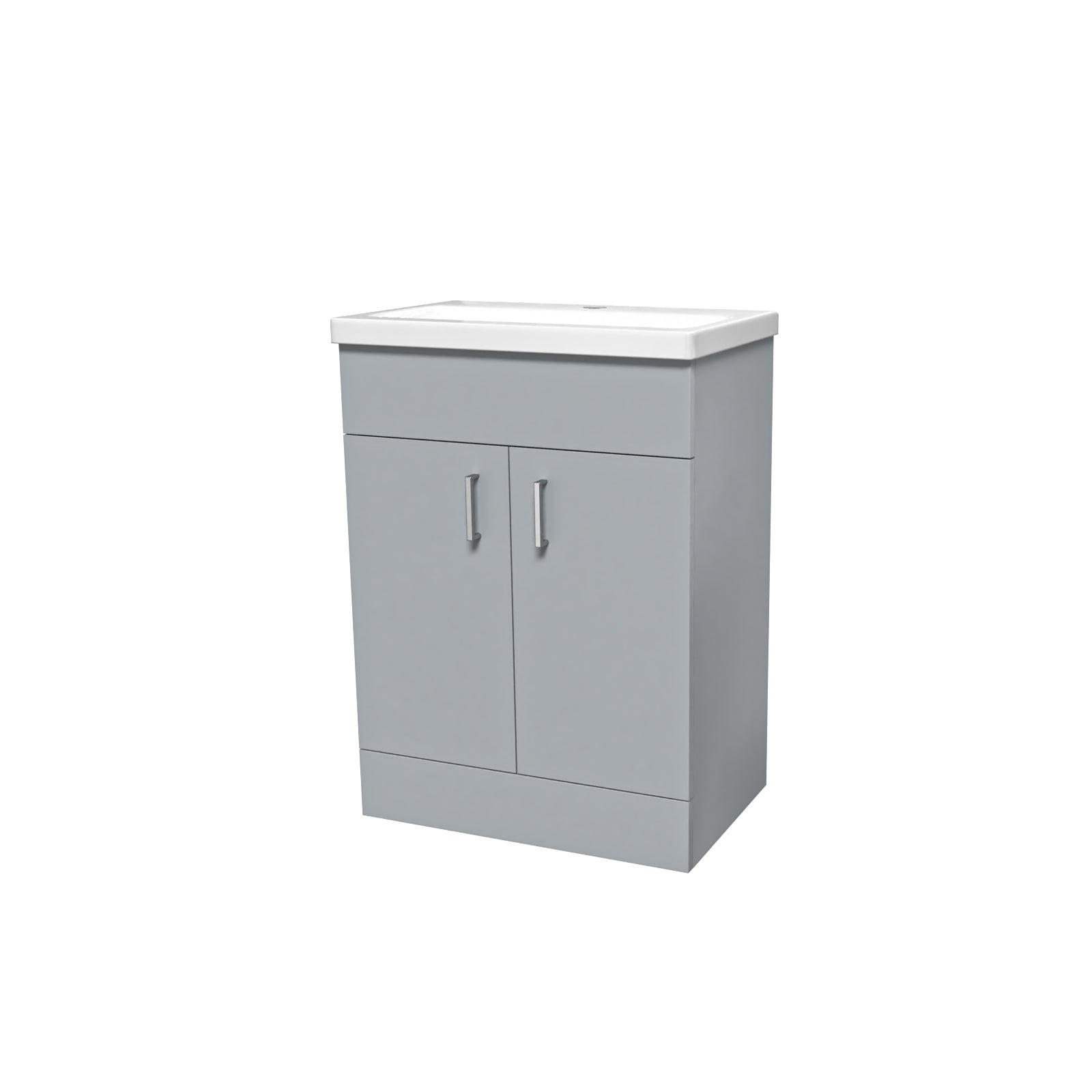 Matte Grey 600mm Floor Standing Vanity Unit & White Basin