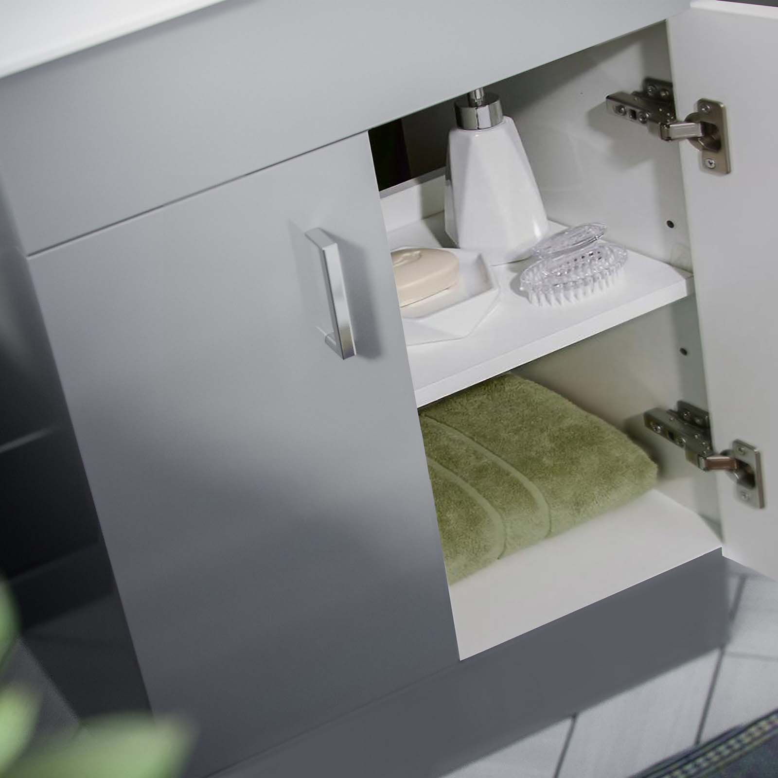 Nanuya 600mm Matte Grey Basin Vanity & White Square Close Coupled Toilet