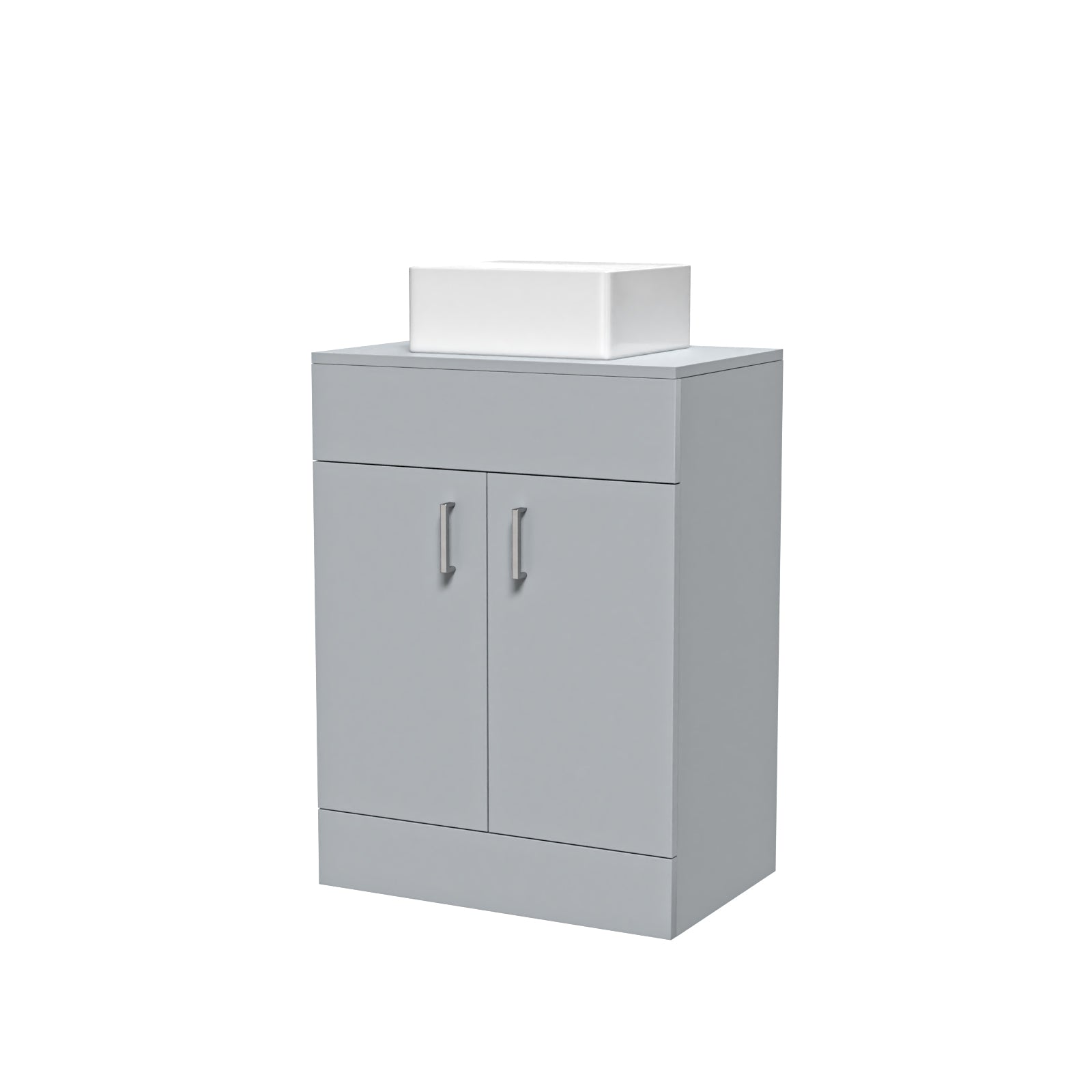 Nanuya Matte Grey 600mm Bathroom Doors Vanity Unit Rectangle Ceramic Basin