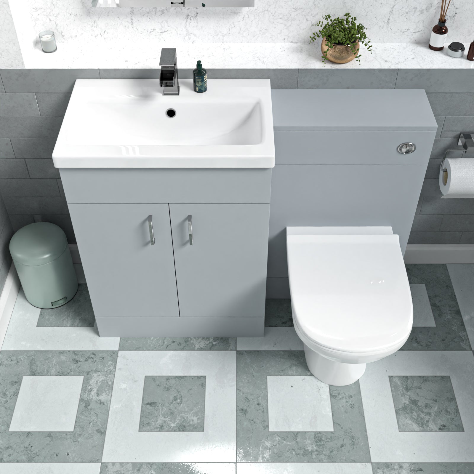 Nayuna Matte Grey 1100mm Vanity Basin Unit & WC Unit & BTW Toilet Pan