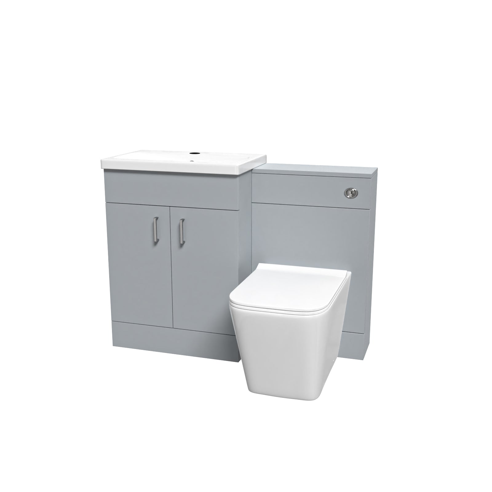 Nanuya Matte Grey 1100mm Freestanding Vanity WC Unit & Rimless BTW Toilet