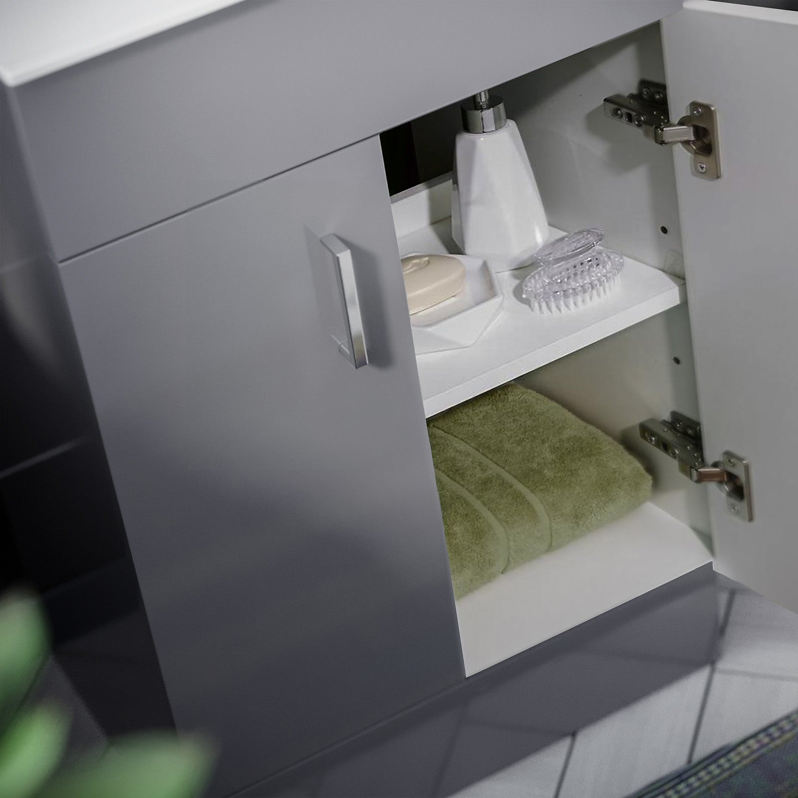 Nanuya 600mm Grey Basin Vanity & Rimless Square Close Coupled Toilet