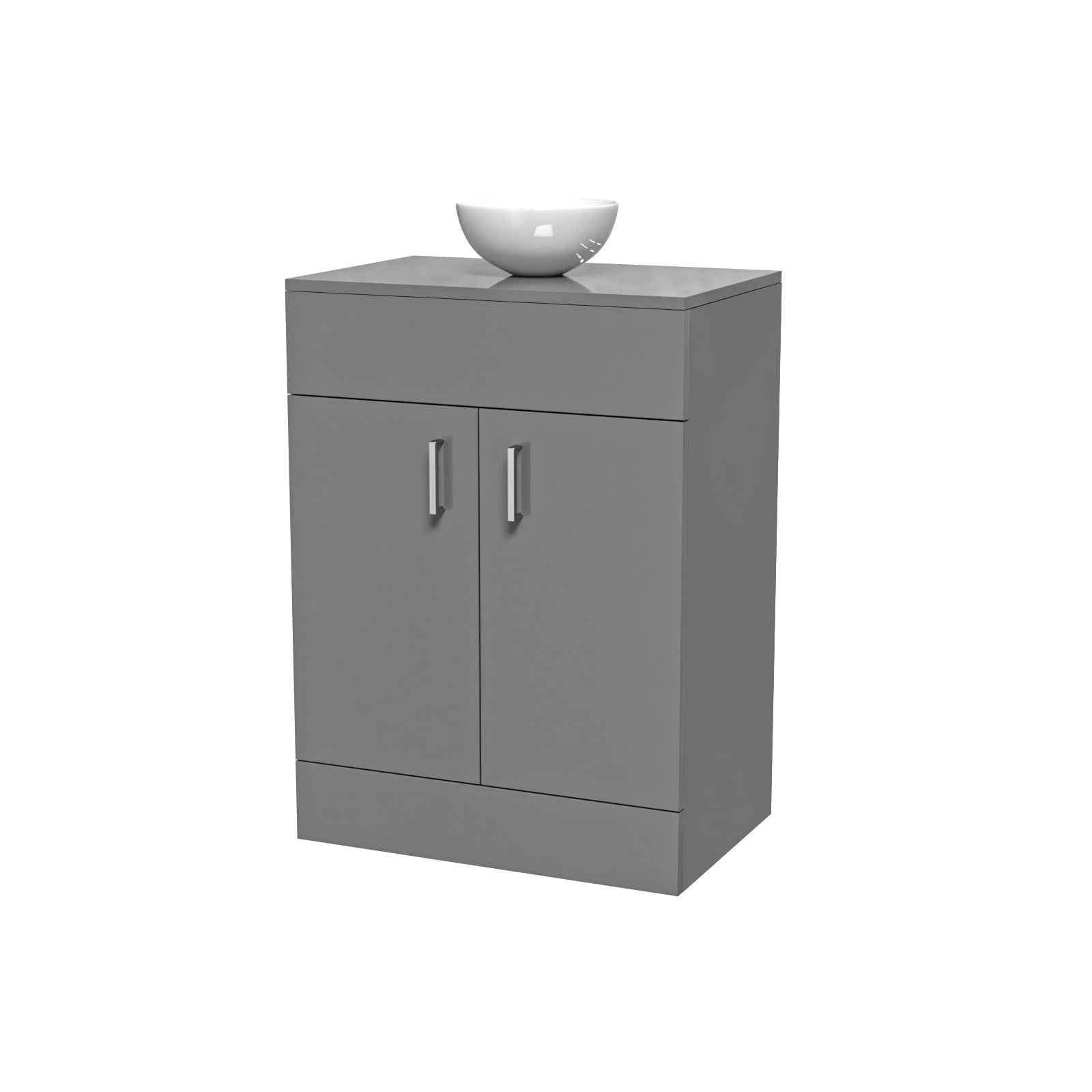Nanuya 600mm Bathroom Doors Vanity Unit Grey Round Ceramic Basin