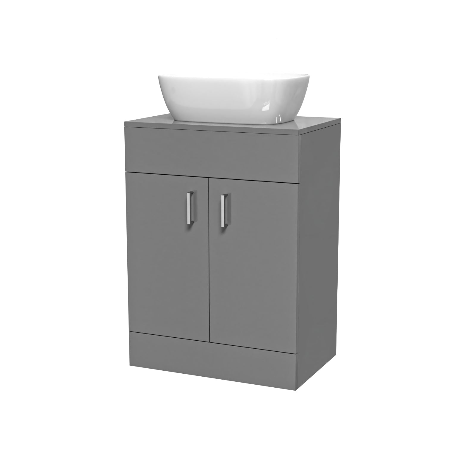 Nanuya Grey 600mm Bathroom Doors Vanity Unit Rounded Rectangle Basin