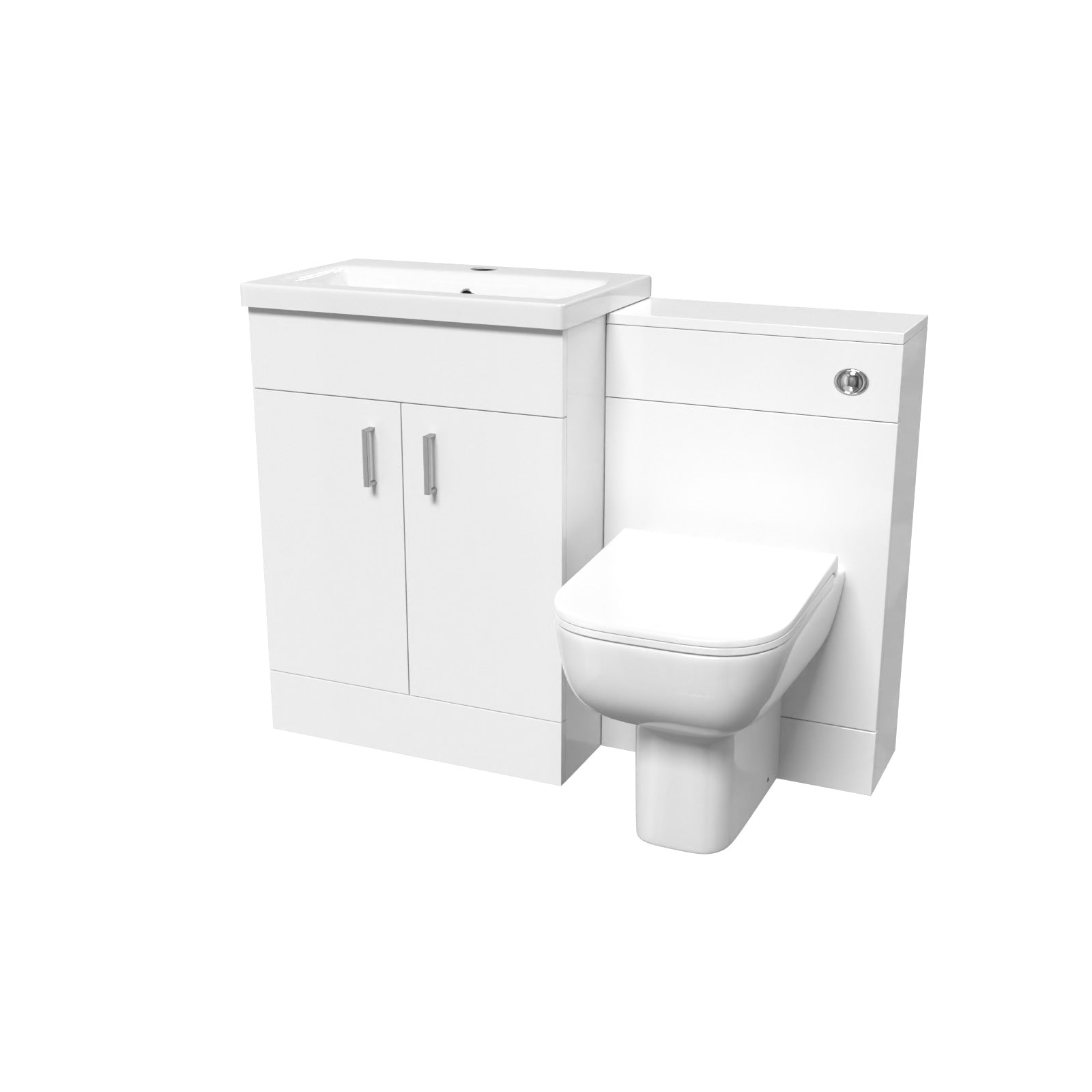 White 600mm Basin Sink Vanity WC Unit & BTW Toilet Pan