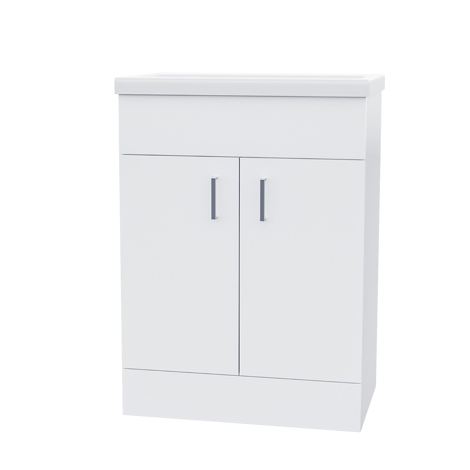 Nanuya 600mm White Freestanding MDF Vanity Basin, WC Unit & BTW Toilet