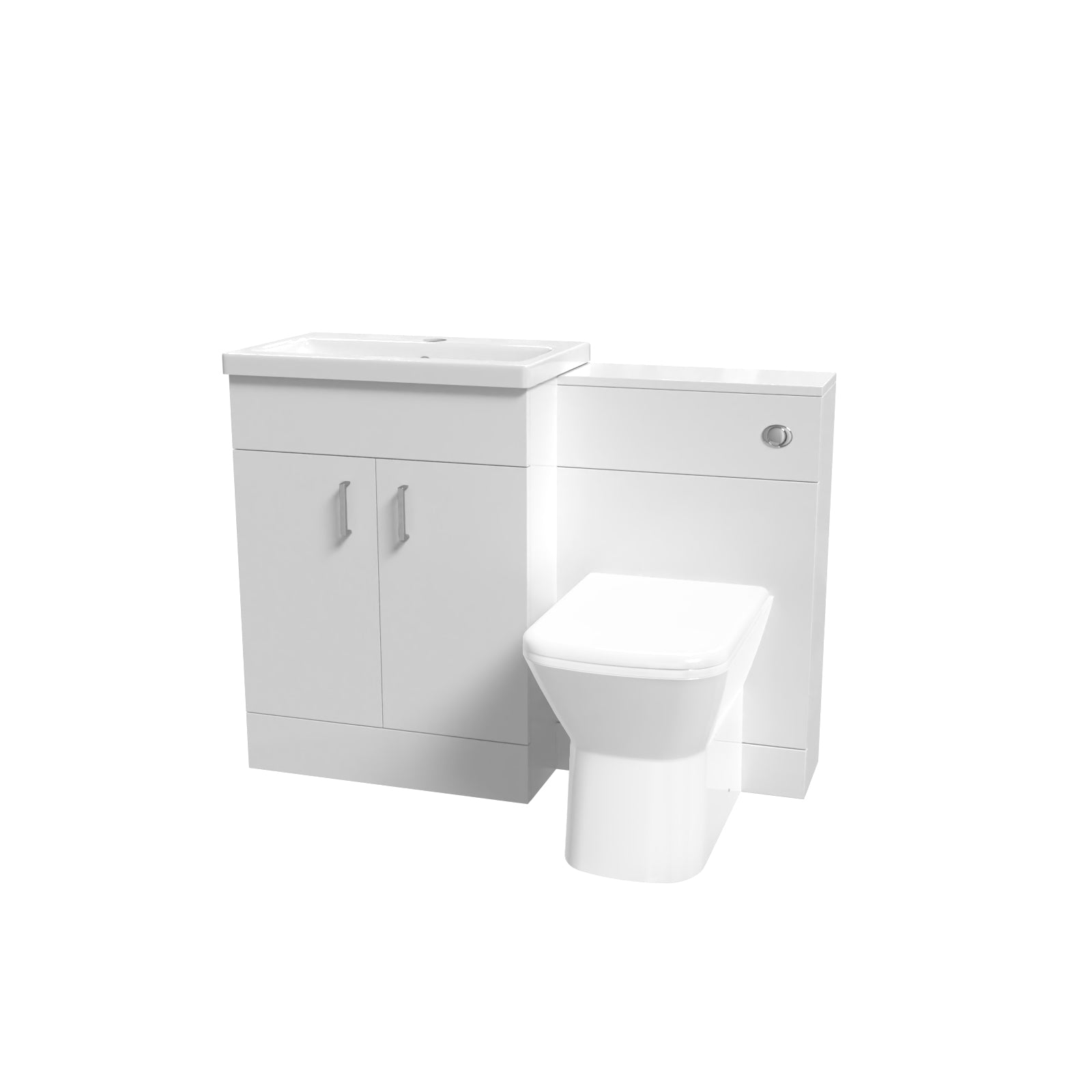 Nanuya 1100mm Freestanding White Basin Vanity Unit & Back To Wall Toilet