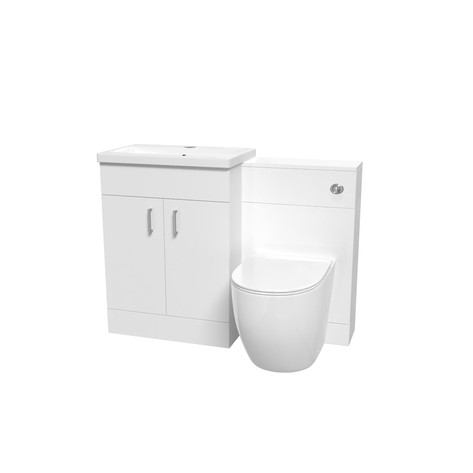 1100mm Freestanding White Basin Vanity & Back To Wall Toilet