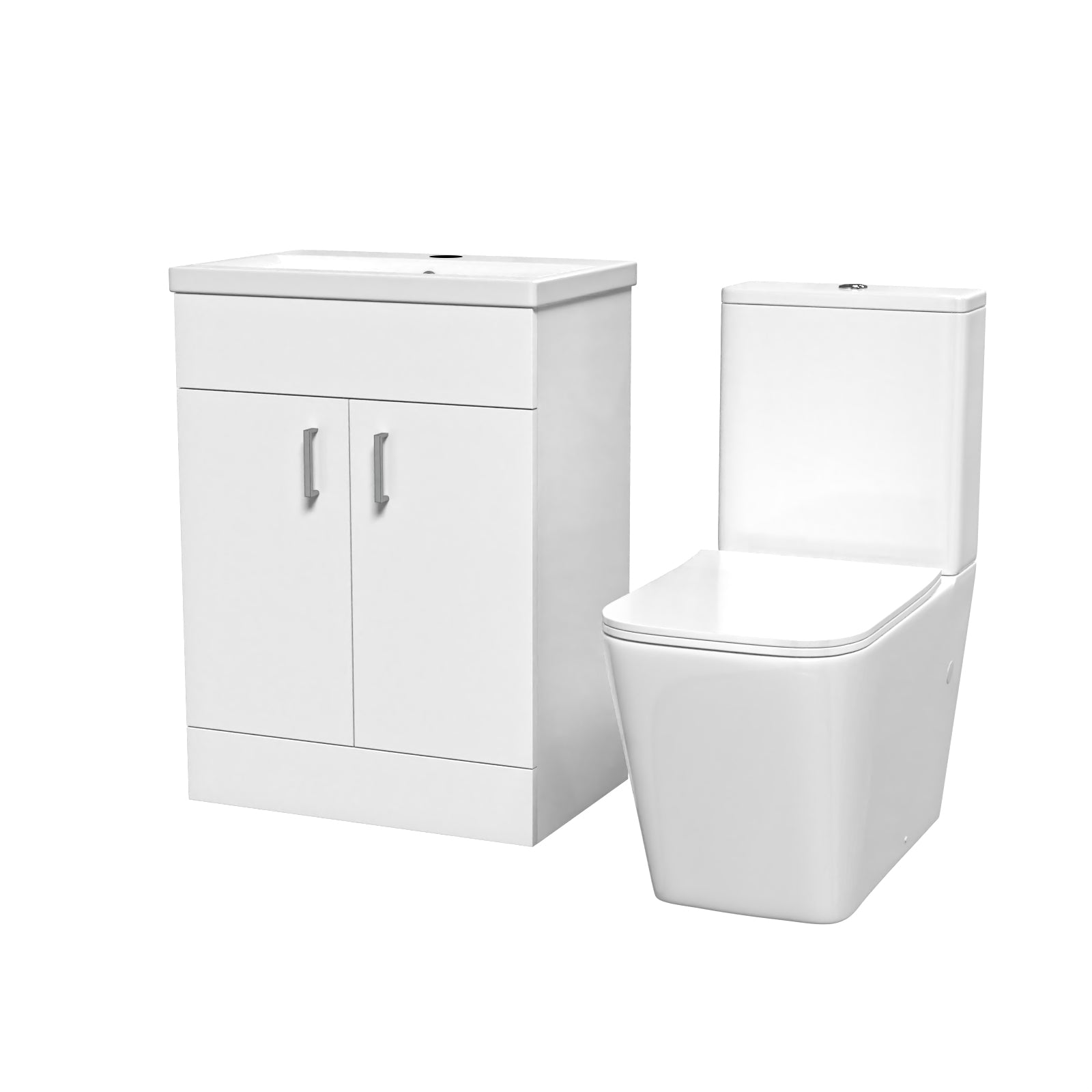 Nanuya 600mm White Basin Vanity & Rimless Square Close Coupled Toilet