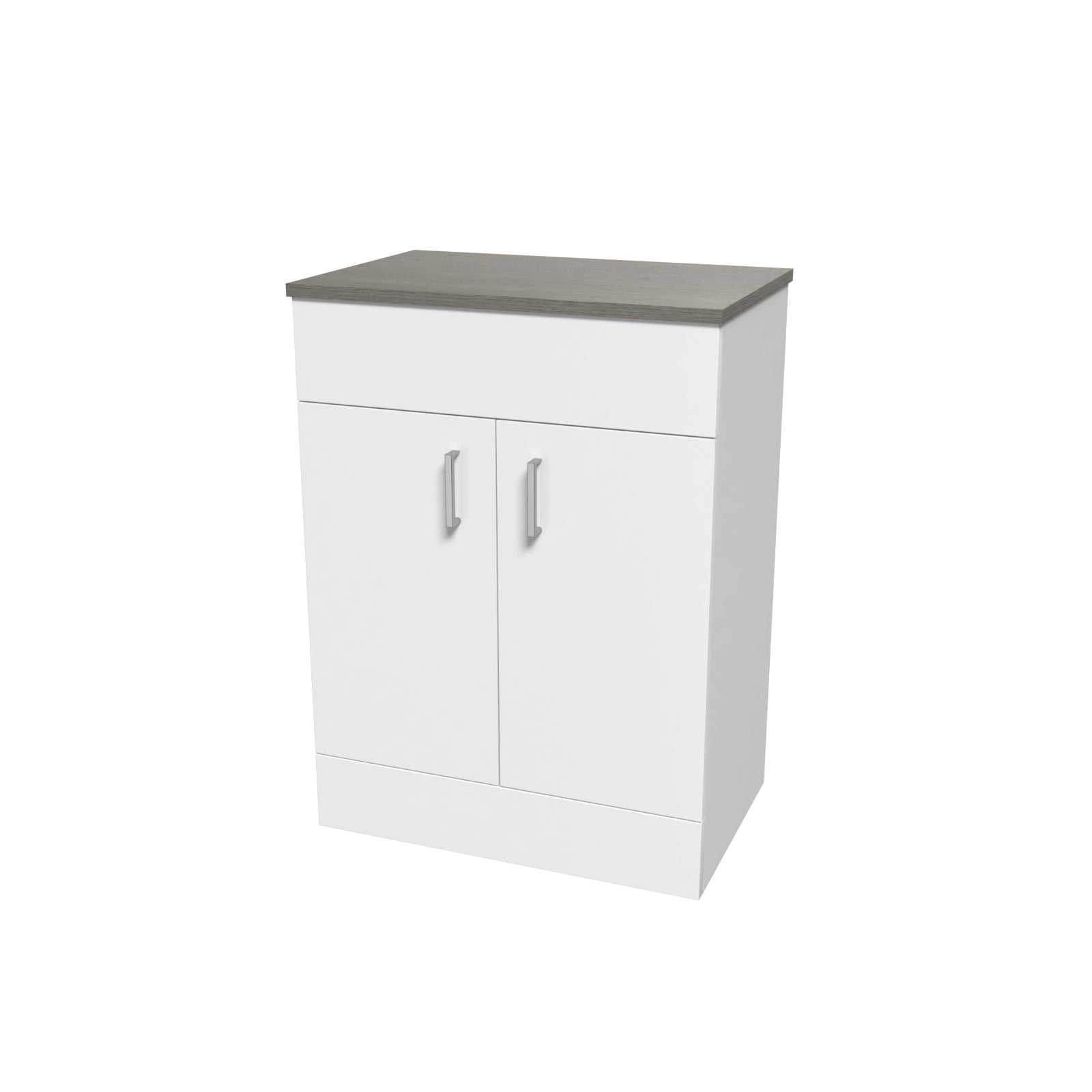 Nanuya 600mm White Vanity Unit Cabinet With Oak Worktop