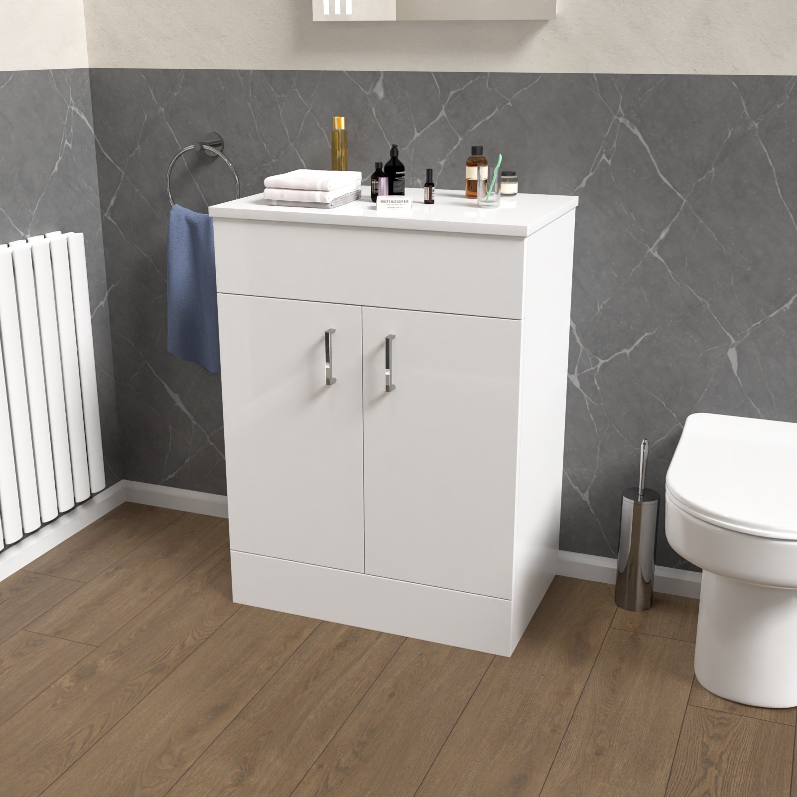 Nanuya 600mm Vanity Unit Cabinet With Worktop White