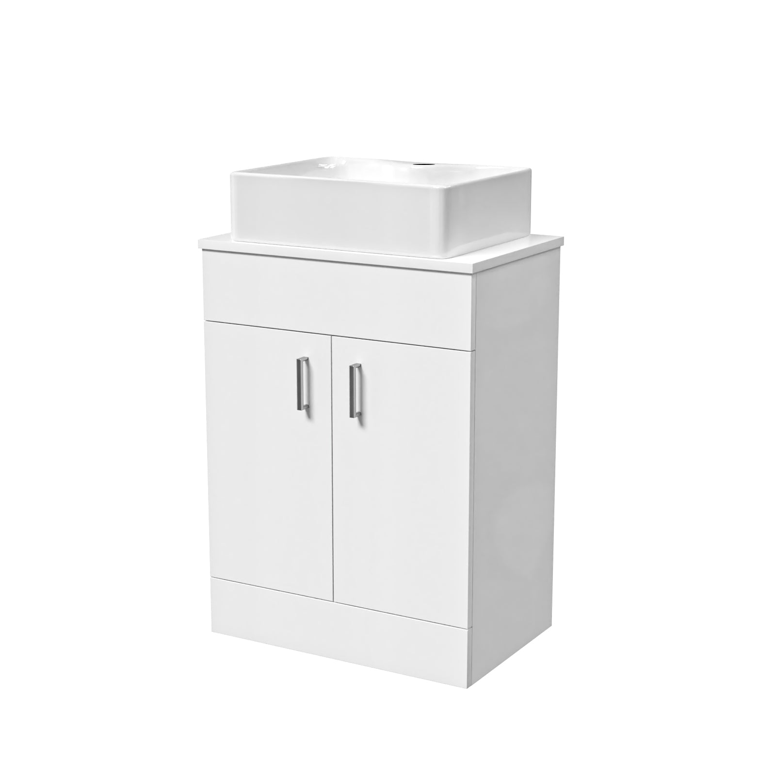 Nanuya 600mm White Vanity Cabinet And Rectangle Counter Top Basin Sink Unit
