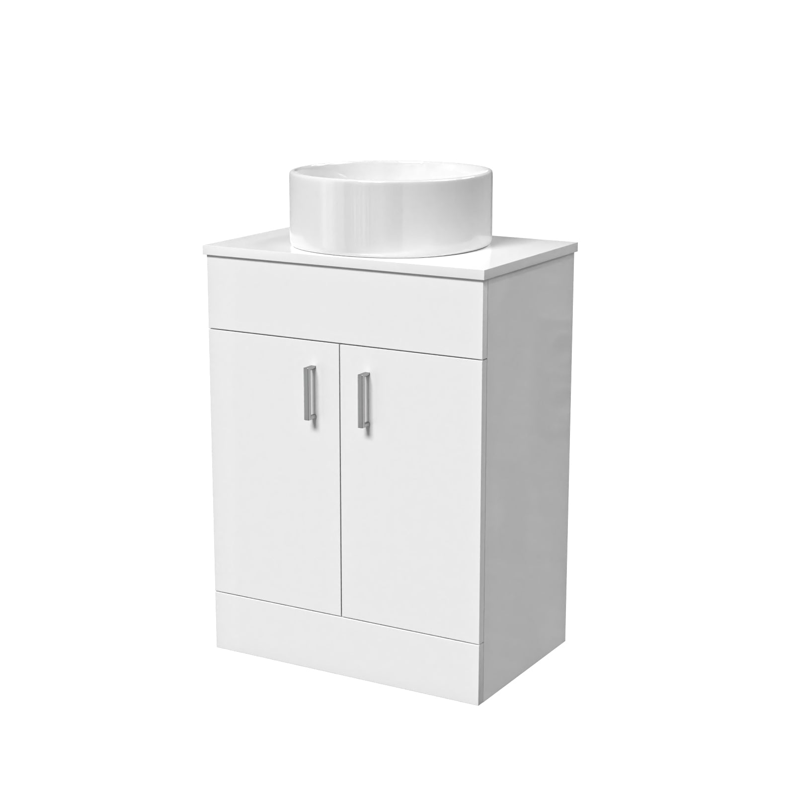 Nanuya 600mm White Freestanding Drawers Vanity & Worktop With Round Basin
