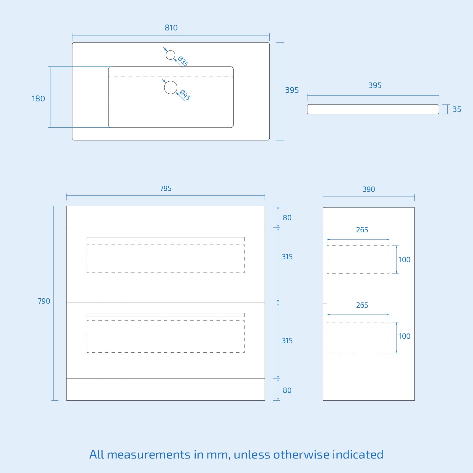 Nanuya 800mm White Drawers Basin Vanity Unit Square Close Coupled Toilet
