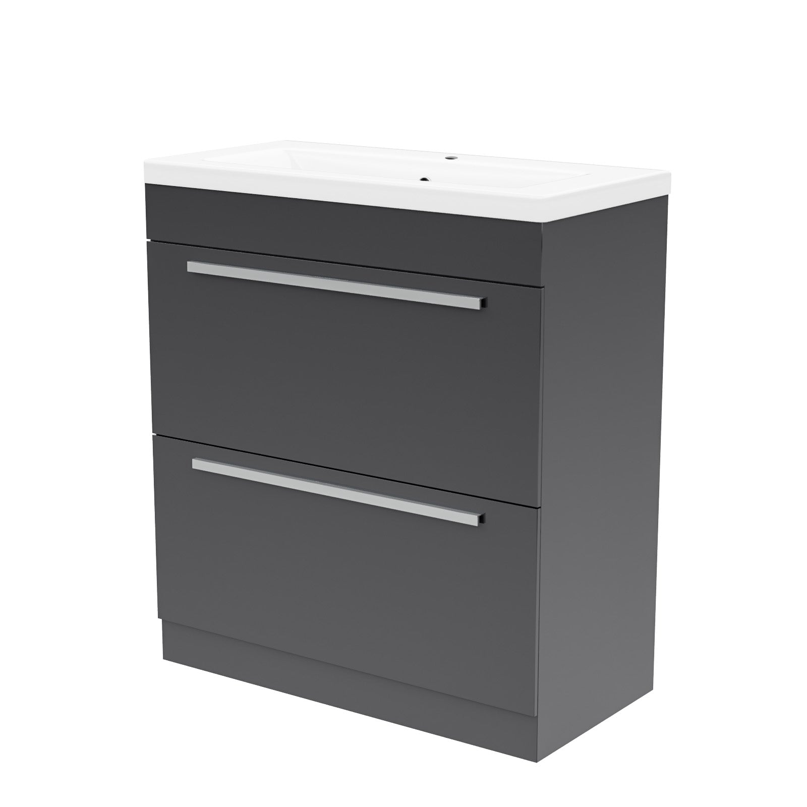 Nanuya 800mm Steel Grey 2 Drawers Basin Vanity Unit