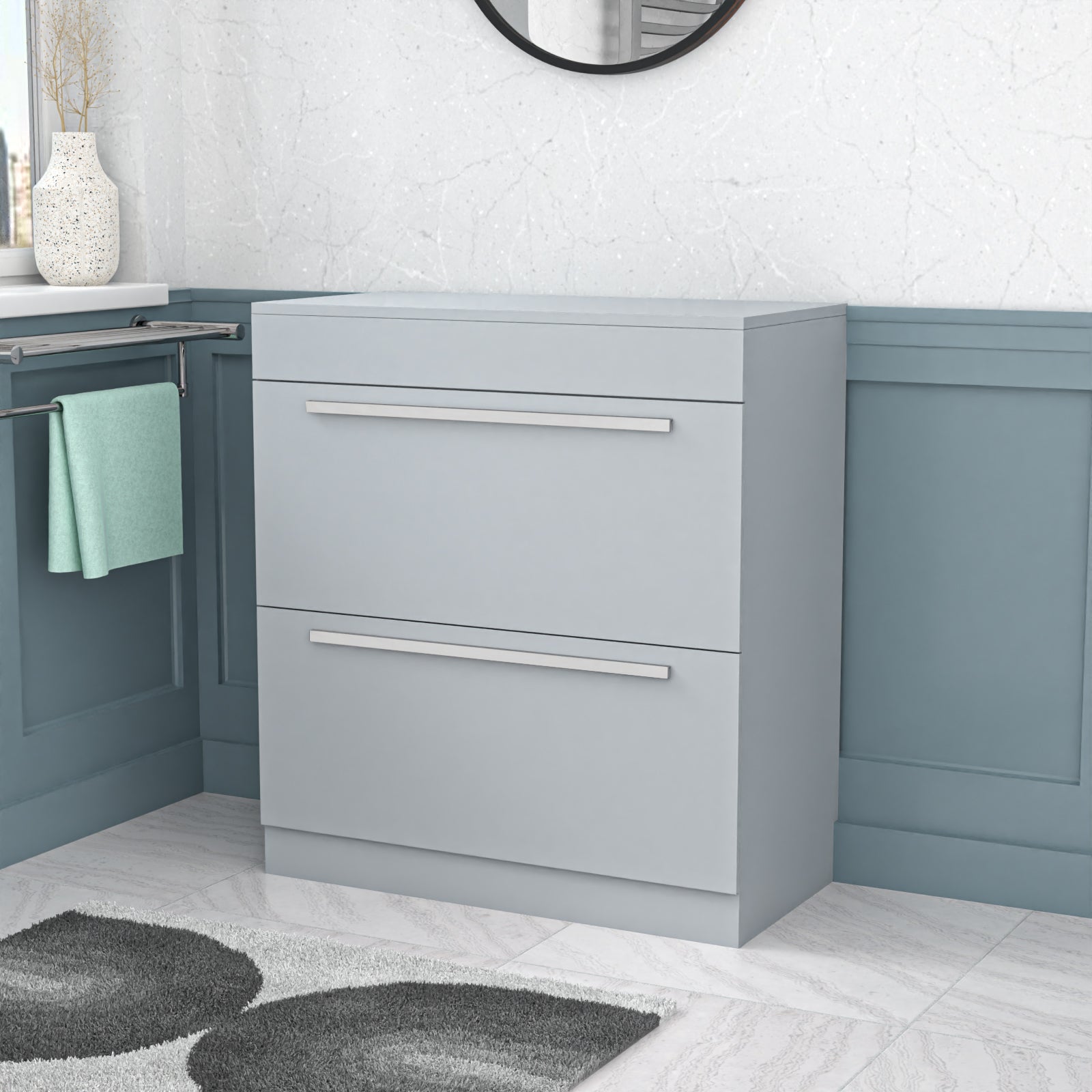 Nanuya 800mm Matte Grey Vanity Unit Cabinet With Worktop