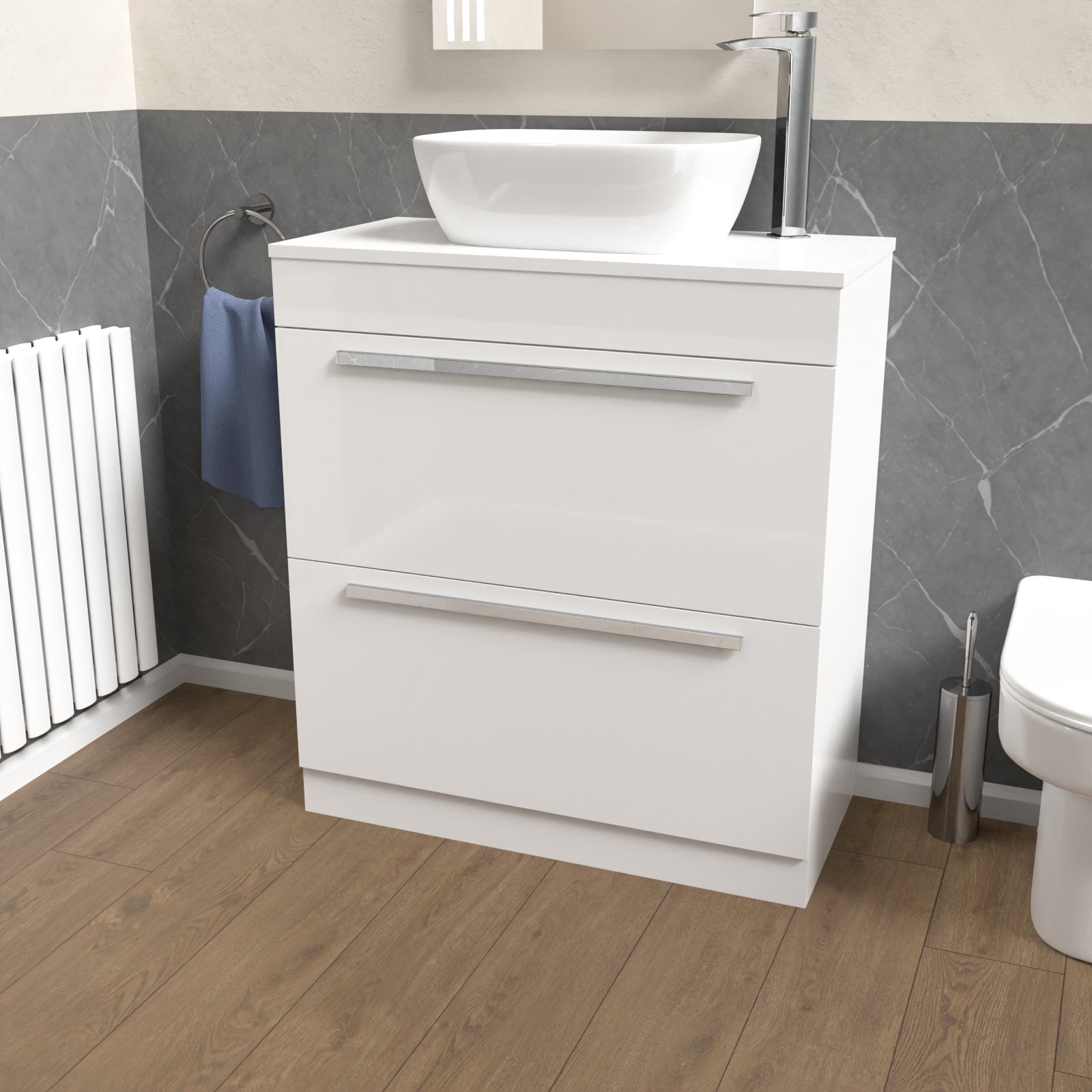 Nanuya 800mm White Vanity Unit Cabinet With Worktop