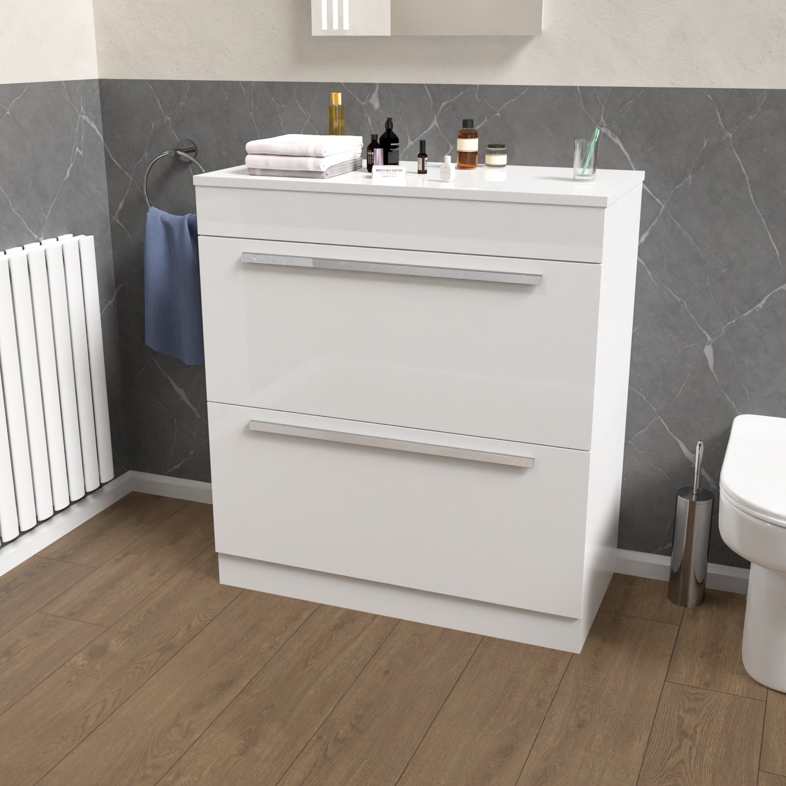 Nanuya 800mm White Vanity Unit Cabinet With Worktop