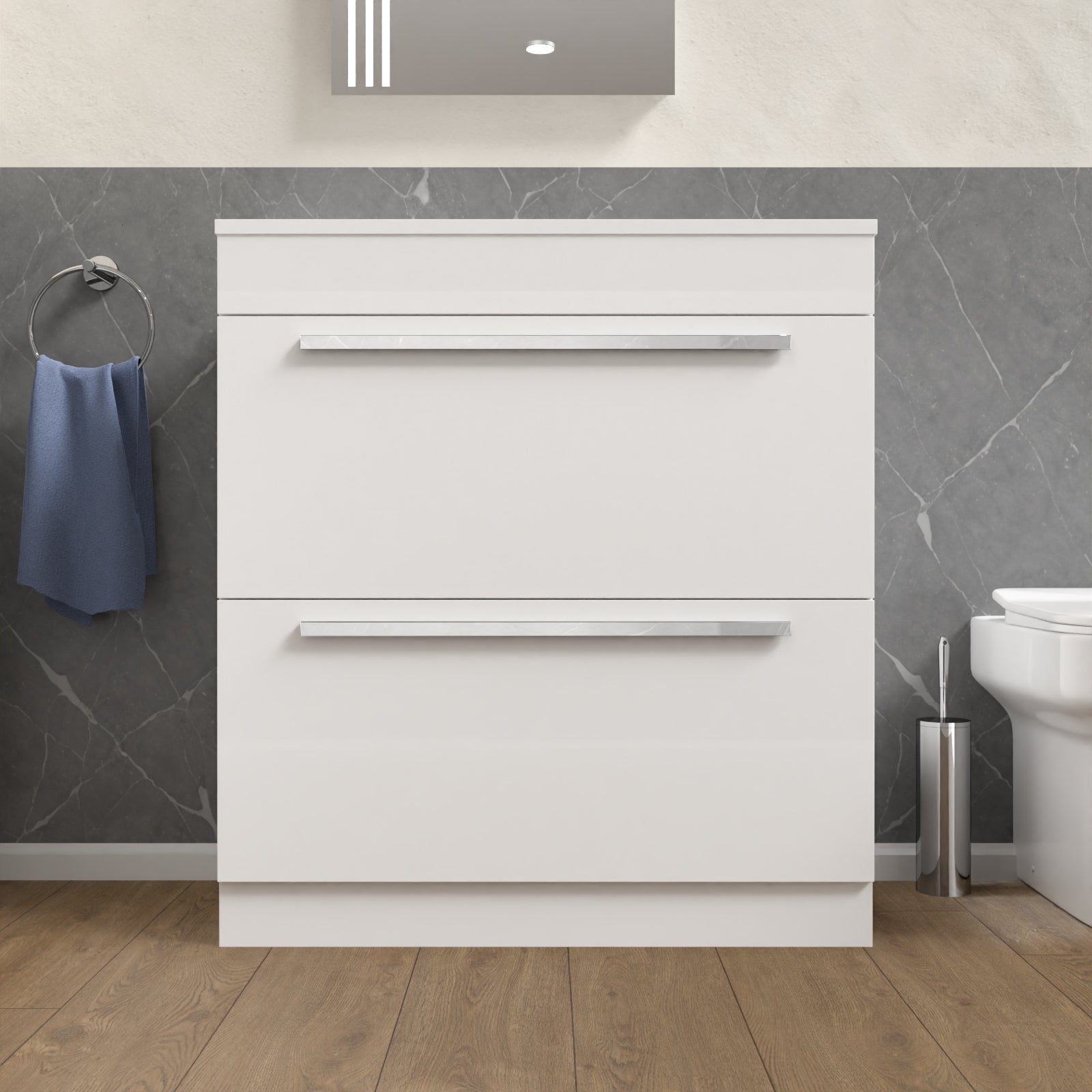 Nanuya 800mm White Vanity Unit Cabinet With Worktop