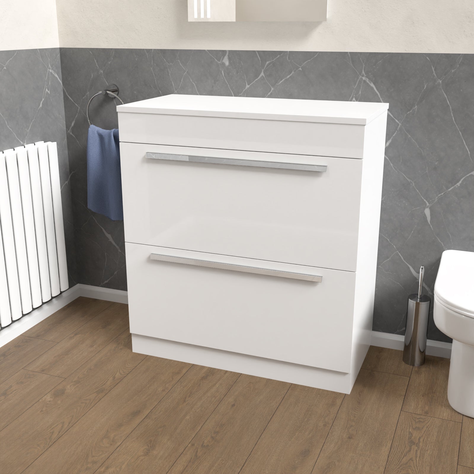 Nanuya 800mm White Vanity Unit Cabinet With Worktop