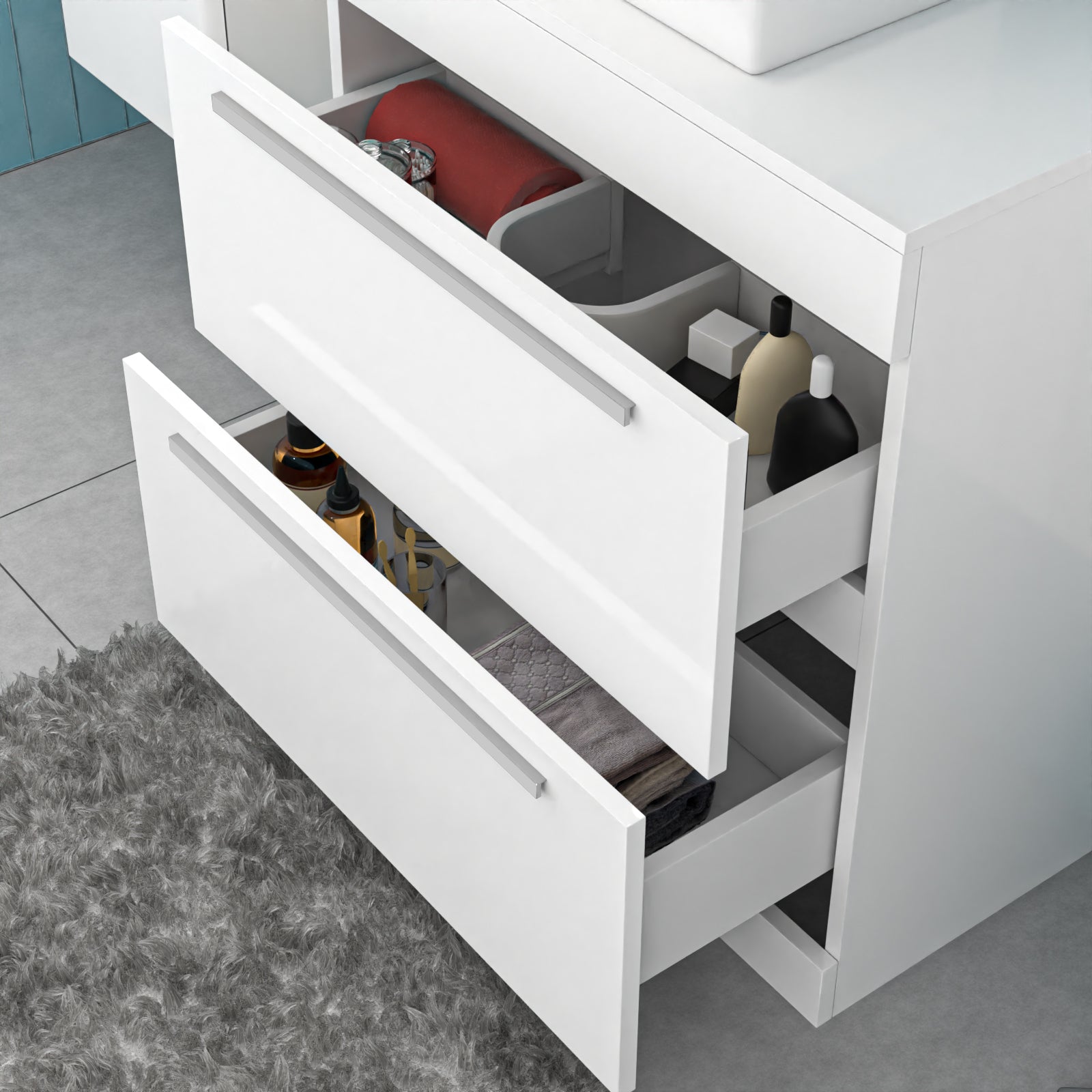 Nanuya 800mm White Basin Vanity And Rectangle Counter Top Basin Sink Unit